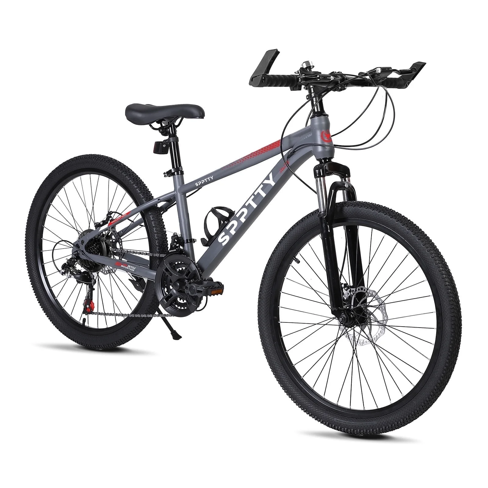 SPPTTY 21 Speed Mountain Bike,24 inch Bike for Men Women Boys Girls,Disc Brakes Dual Suspension