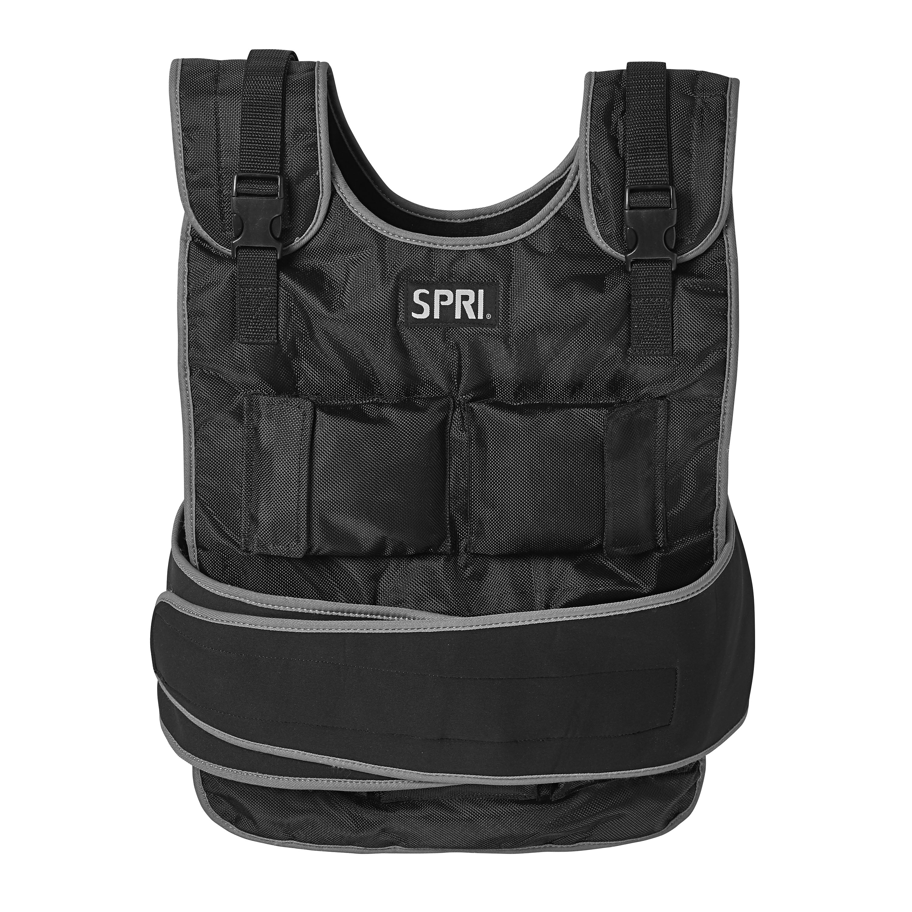 SPRI Weighted Vest, 20 Pound, Includes Adjustable Strap, One-Size Fits Most, Black