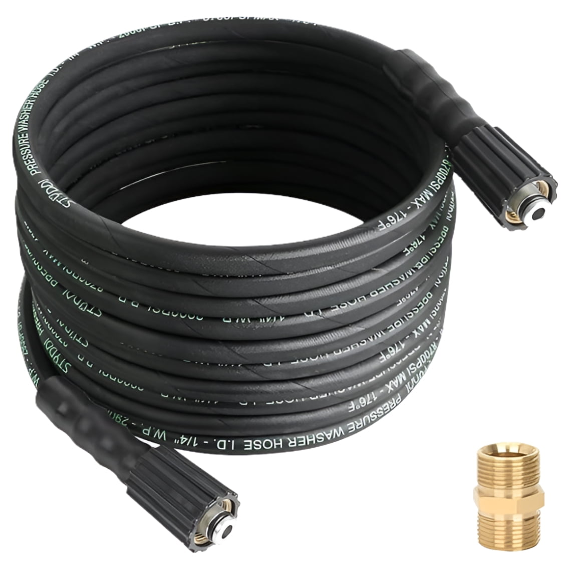 STYDDI 50FT Pressure Washer Extension Hose with Coupler for Sun Joe SPX Series, Kink Free, 2900 PSI X 1/4", Heavy Duty Steel Braided and Rubber Power Washer Hose with M22-15mm for SPX-25HD and Others