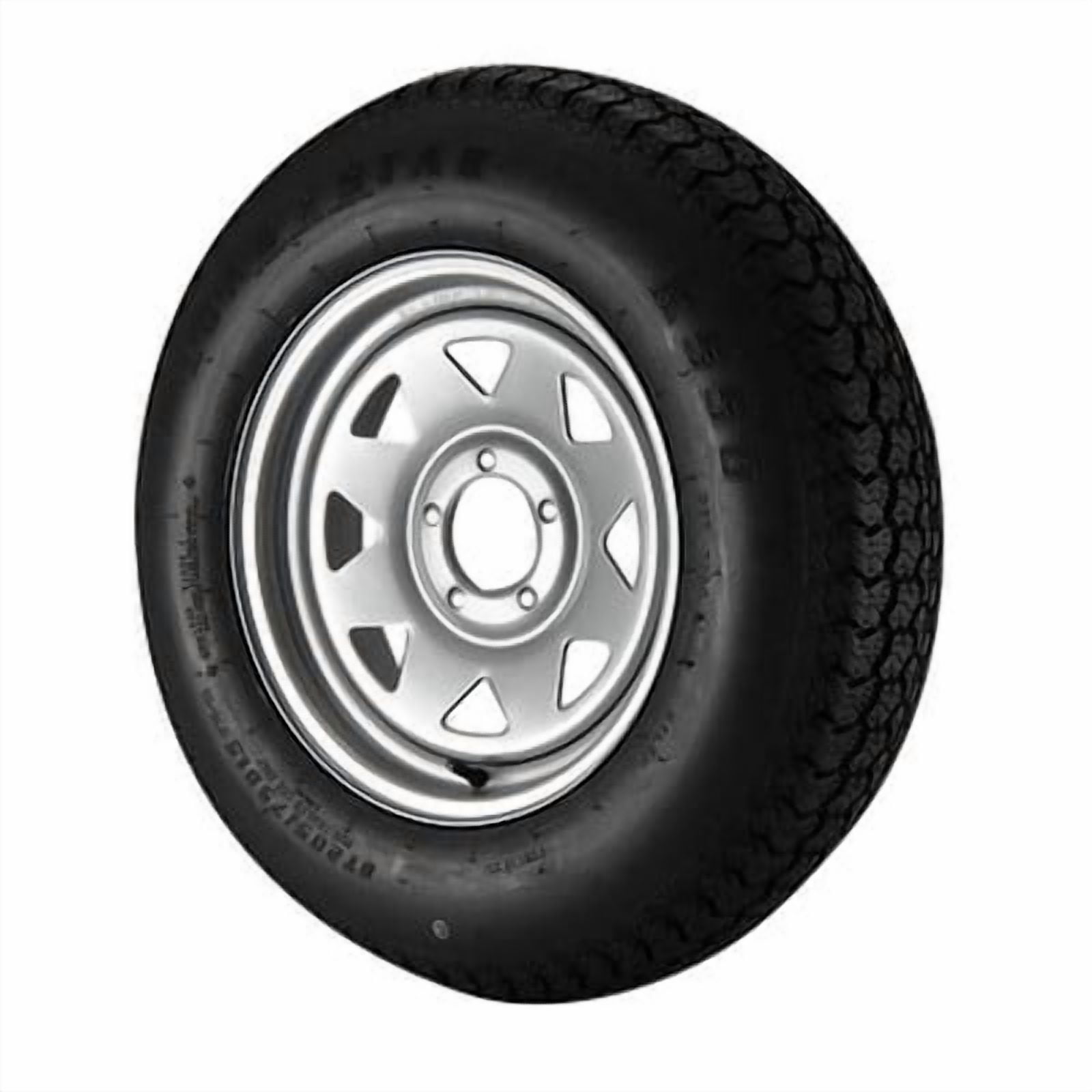ST205/75D15 Loadstar Trailer Tire LRC on 5 Bolt Silver Spoke Wheel
