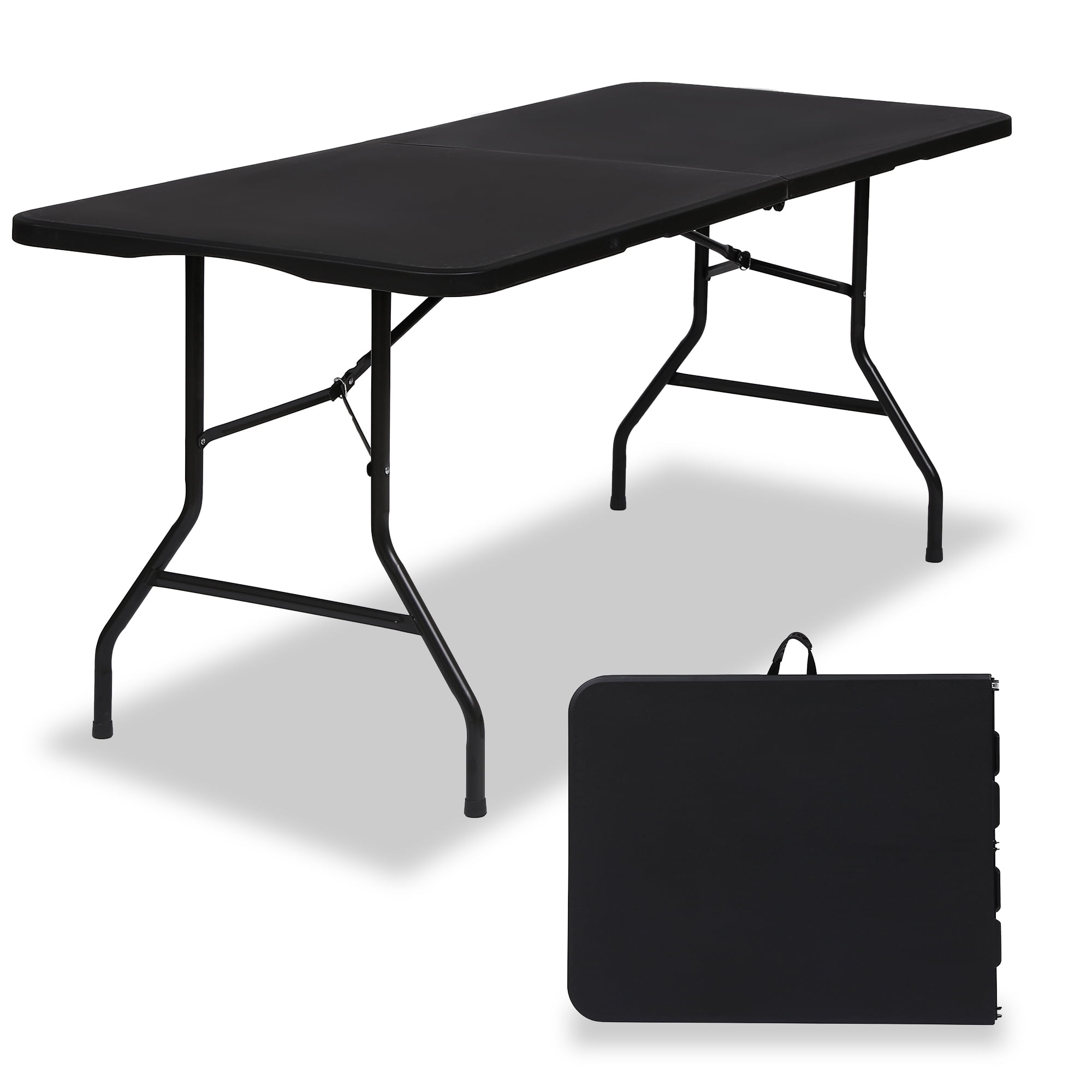 SUGIFT Folding Table 6ft Portable Heavy Duty Plastic Foldable Table for Indoor Outdoor Use (Black)
