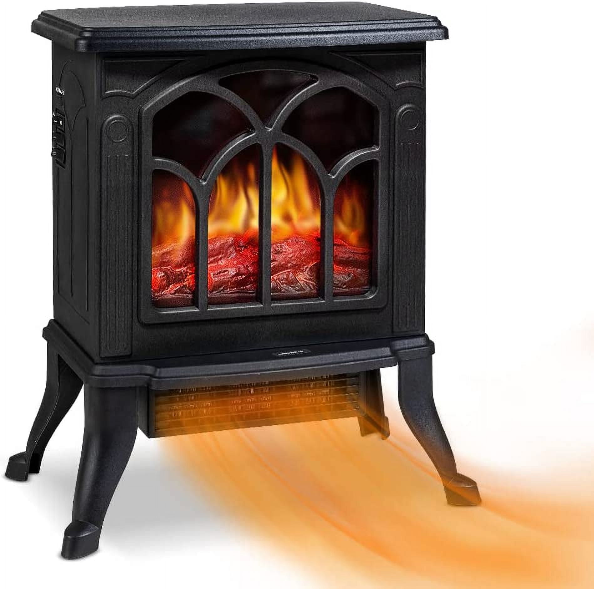 SUGIFT Infrared Quartz Electric Fireplace Stove Heater, Black