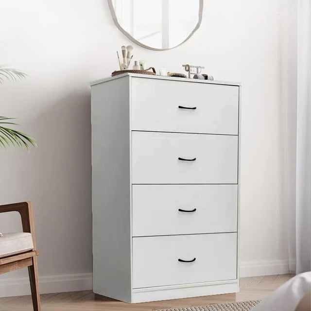 SUGIFT Modern Grey 4 Drawer Dresser Storage Cabinet Dresser Organizer Unit with Handle
