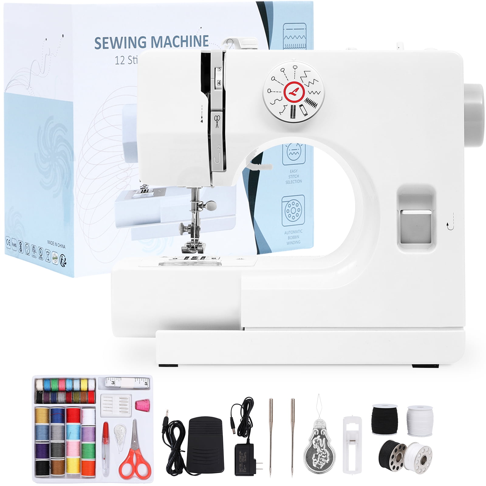 SUGIFT Portable Sewing Machine, Great for Beginners, Mending & Light Sewing, White