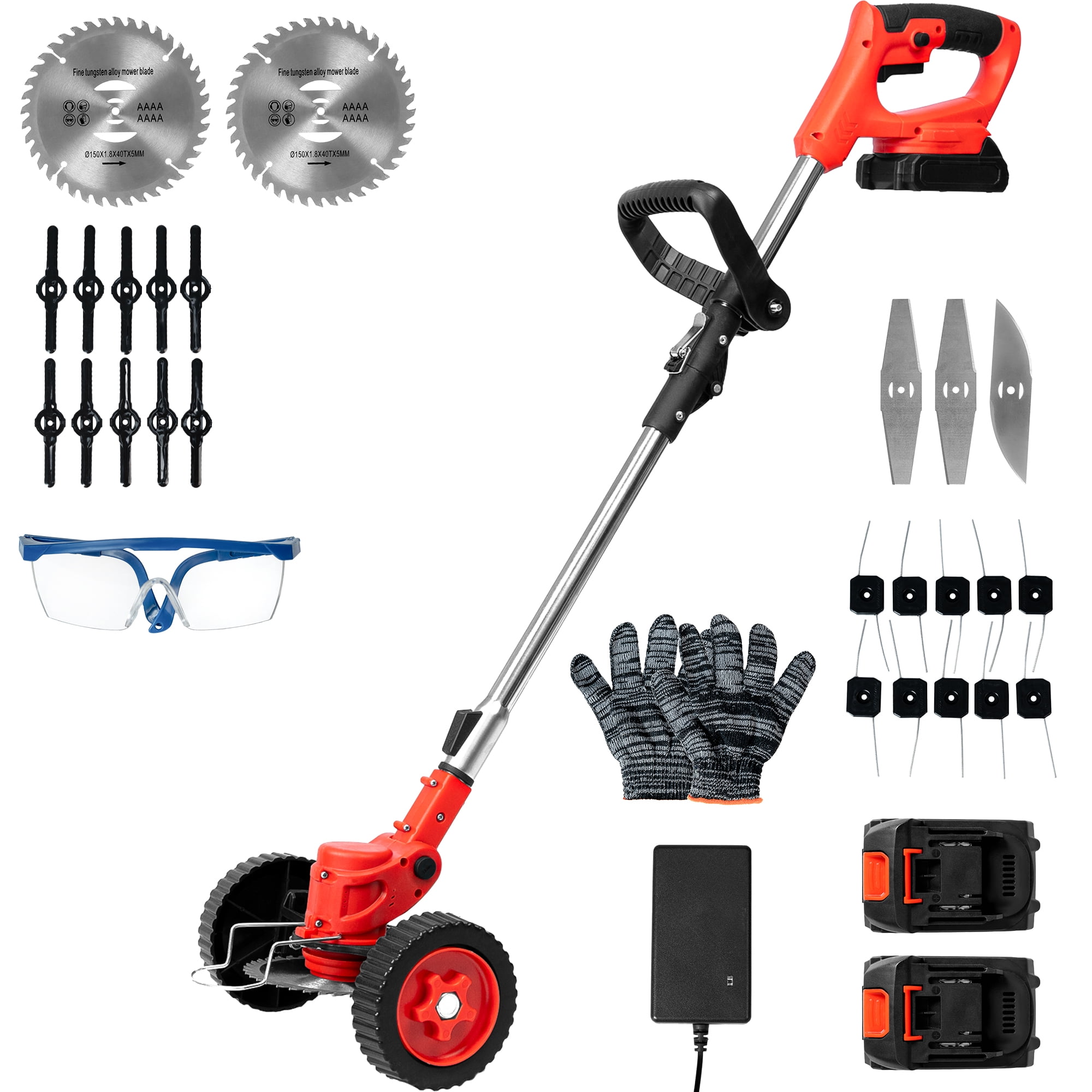 SUGIFT String Trimmer & Edger, 21V Cordless Weed Wacker with 5 Types of Cutting Blades and Fast Charger, Brush Cutter for Lawn, Yard, Garden