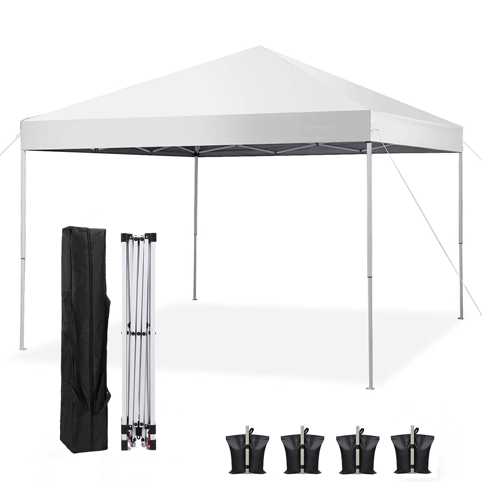 SUGIFT 10' x 10' Pop up Canopy Tent Instant Waterproof Folding Tent with 4 Sandbags, White