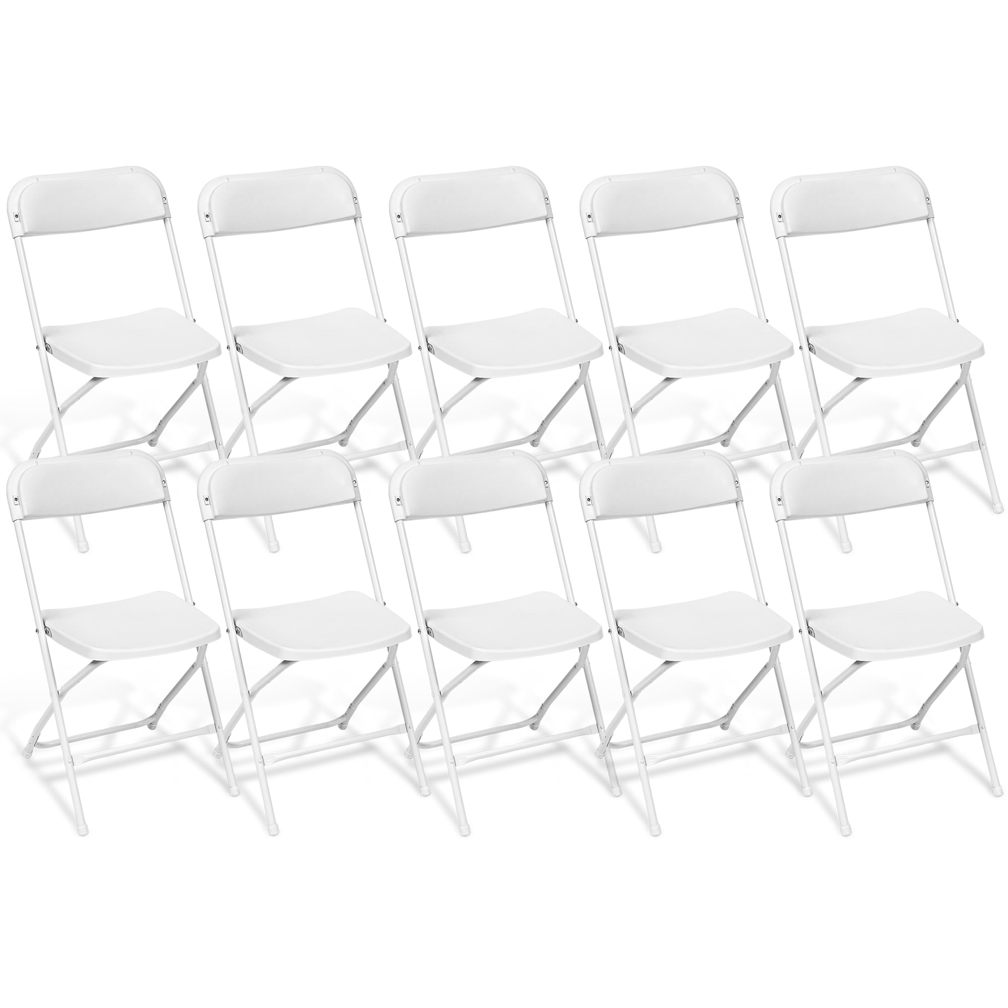 SUGIFT 10 Pack Plastic Folding Chair Outdoor Indoor White Folding Chairs, 350lbs Capacity