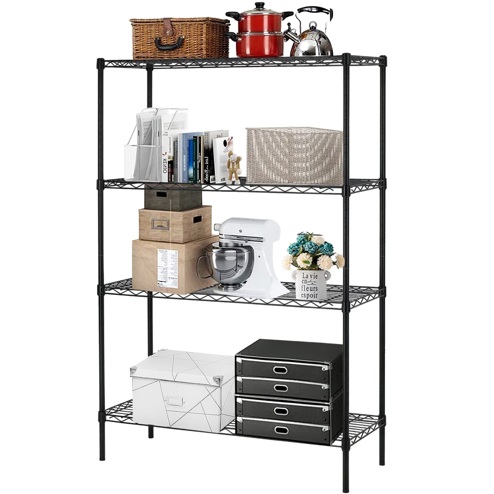 SUGIFT 4 Shelf Wire Shelving, Adjustable Storage Shelf Metal Storage Rack Wire Shelving Unit 1000Lbs Capacity 36" L x 14" W x 54" H