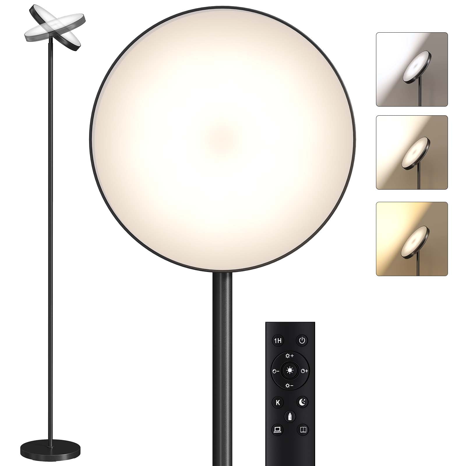 SUNMORY Floor Lamp, 3000LM Bright Floor Lamp for Living Room, LED Modern Tall Floor Lamp with 2700K-6000K Stepless Dimming, 69" Standing Lamp with Remote & Foot Switch for Bedroom Office