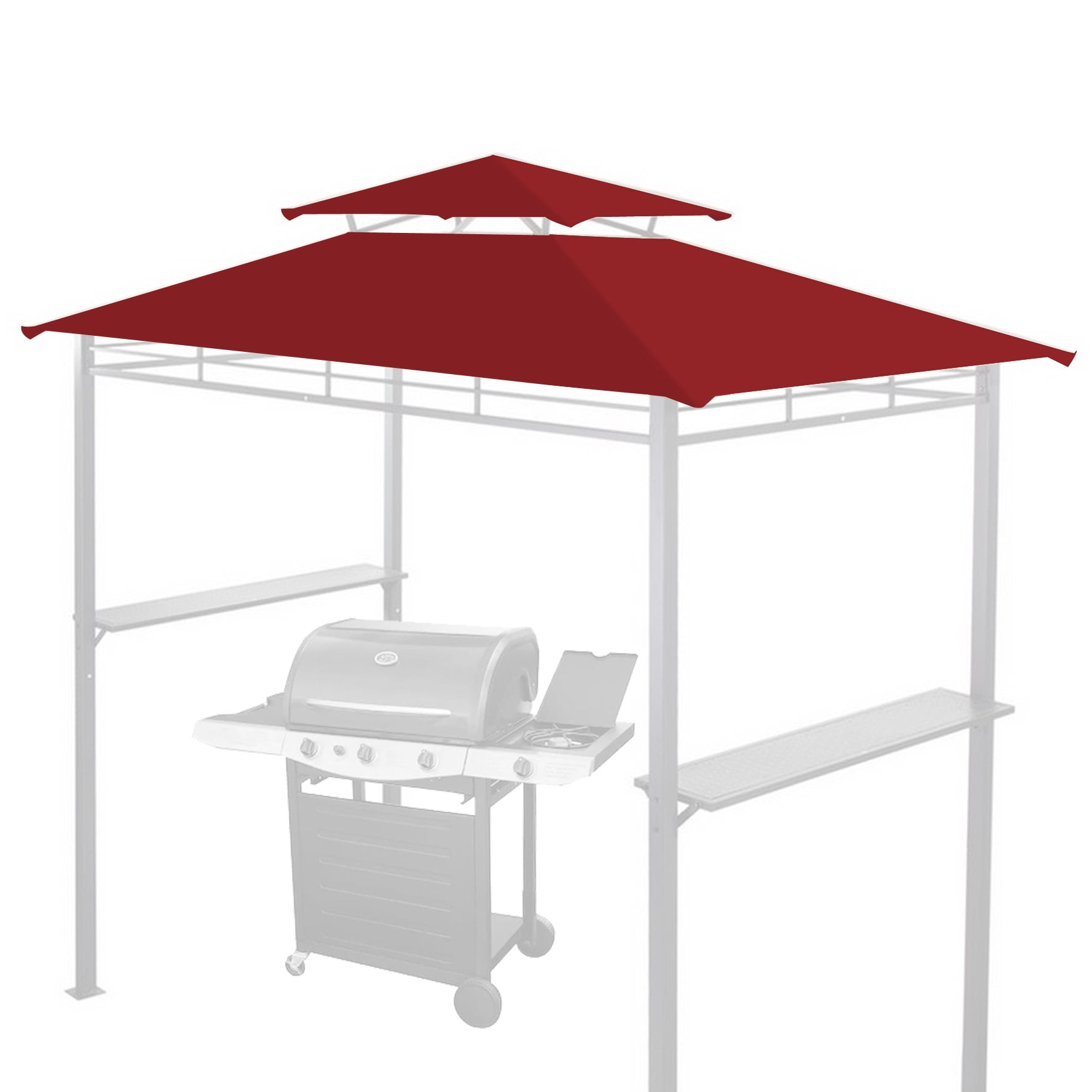 SUNNY Tiered Replacement Canopy ONLY for 8x5Ft Barbecue Gazebo, Outdoor Grill Shelter Replacement Canopy Top (Burgundy)