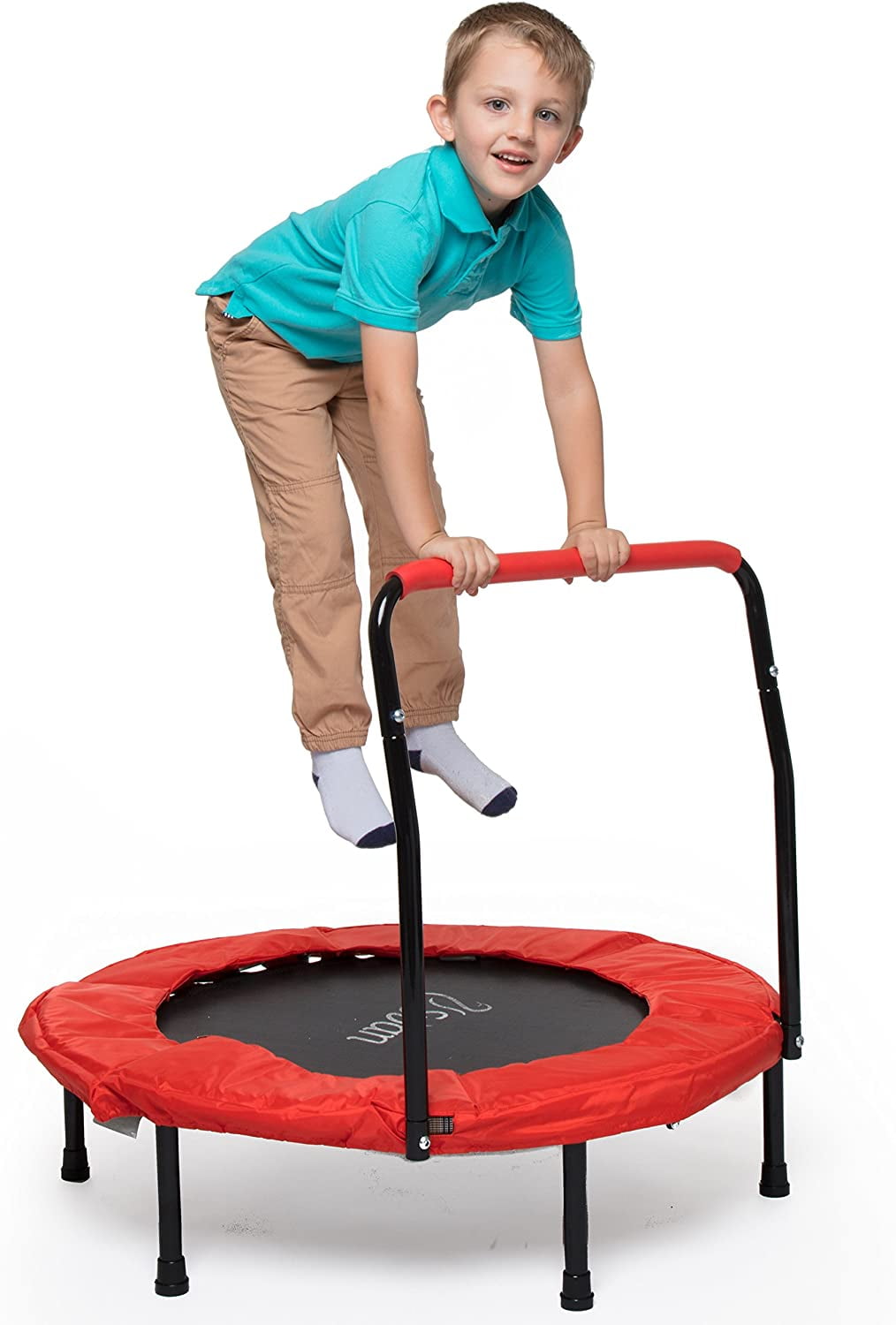 Portable 36-Inch Kid Trampoline (Up to 55 Pounds) w Handle for Stability & Safety Pad - Fitness Rebounder Trampoline- Indoor & Outdoor Exercise, Gift for Kids & Toddlers