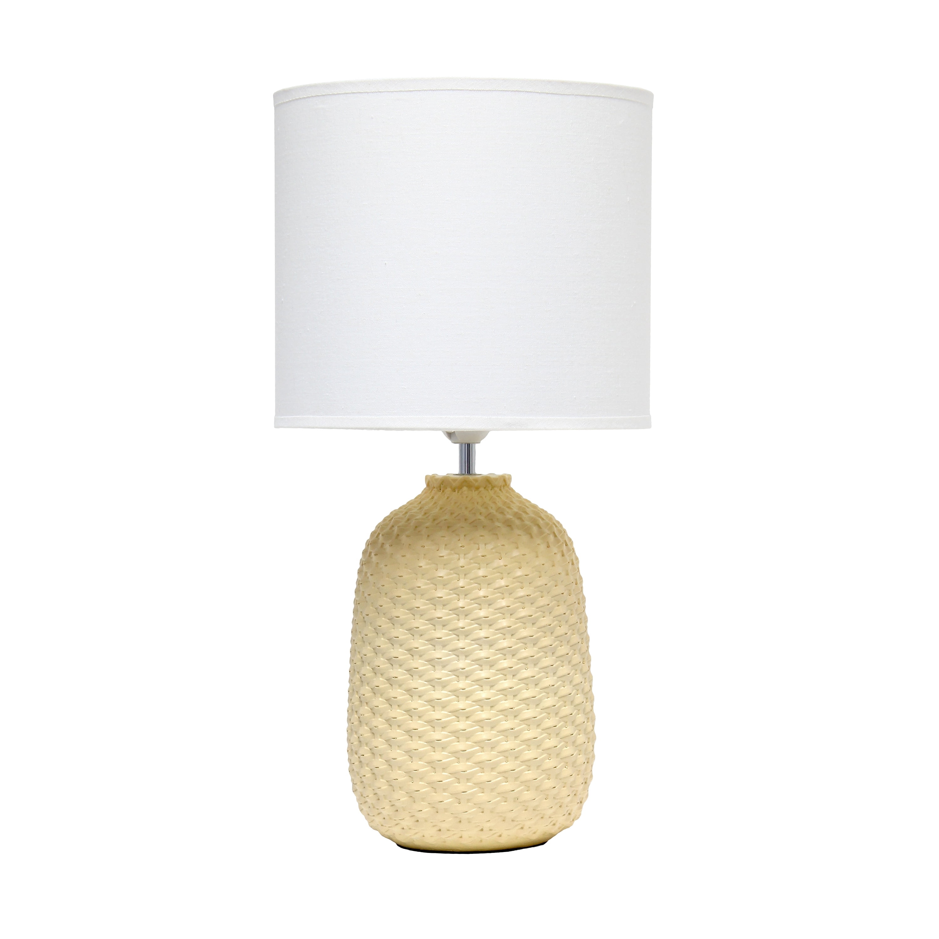 Simple Designs 20.4" Tall Ceramic Purled Texture Table Lamp with White Drum Shade, Yellow