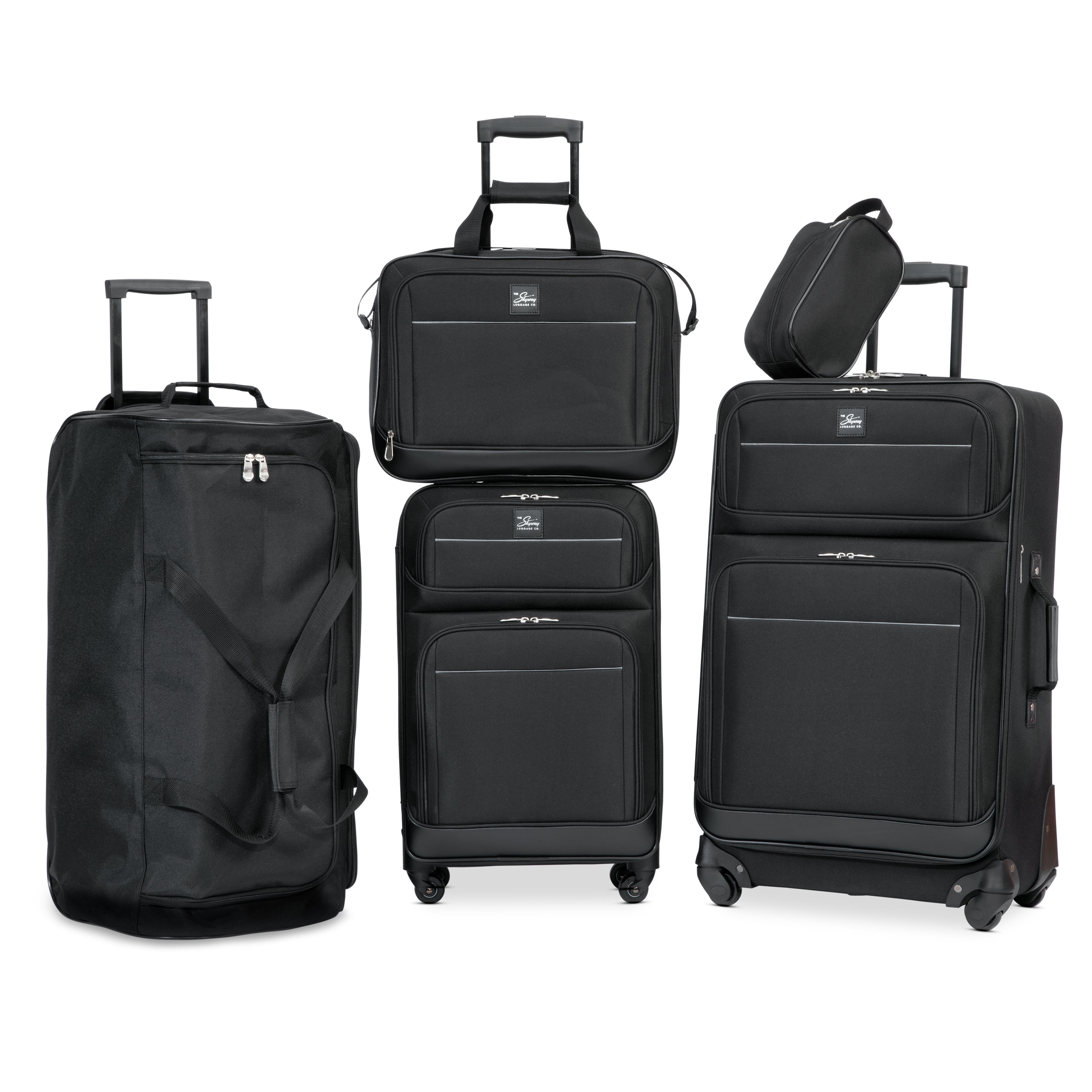 Skyway Luggage Seville Softside 5-Piece Travel Luggage Set, Black