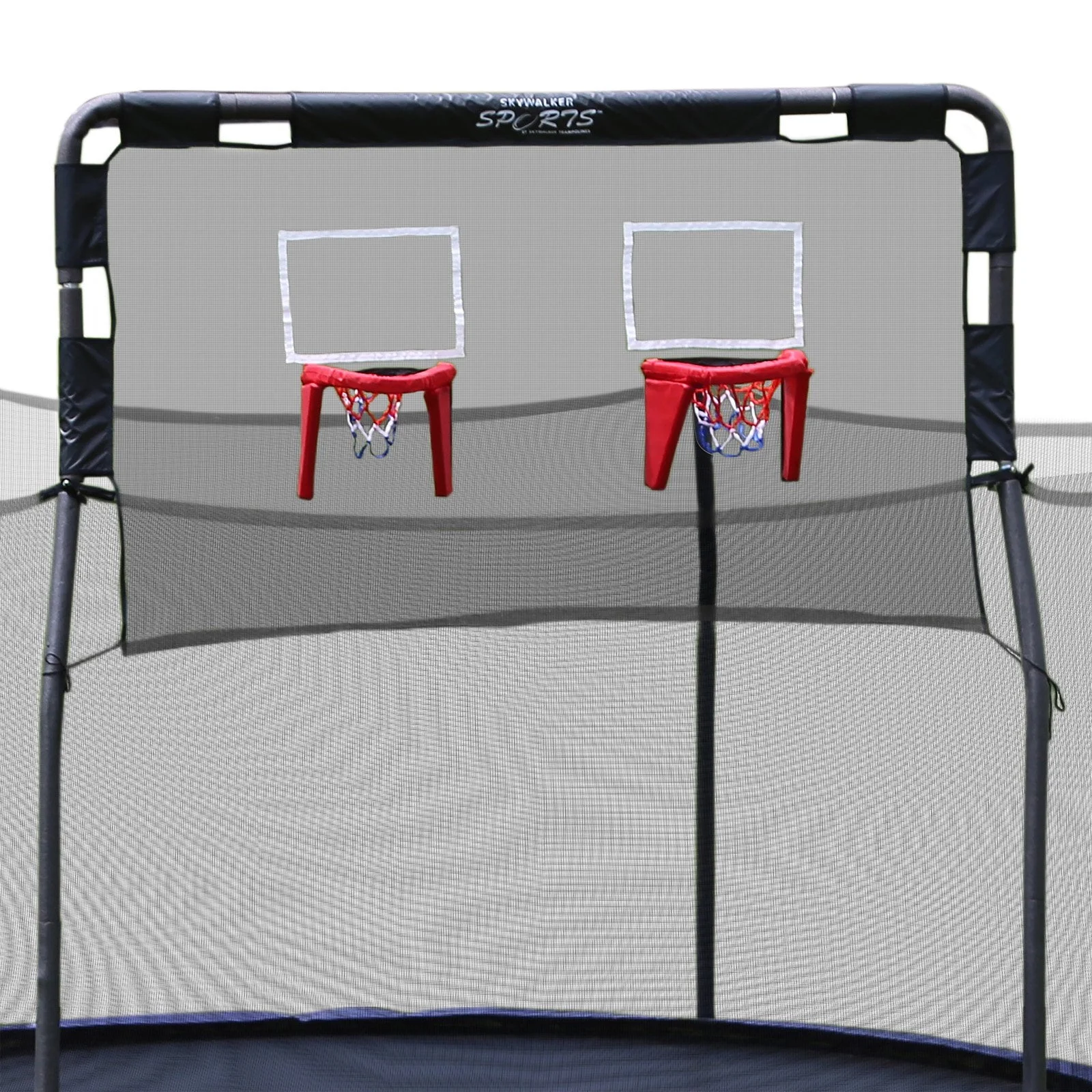 Skywalker Trampolines 15' Double Basketball Hoop Accessory - Includes 2 Foam Basketballs, Trampoline Add-On Game