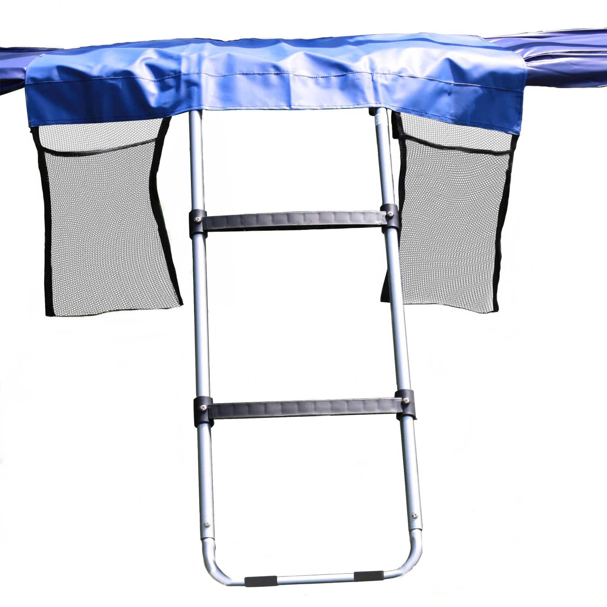 Skywalker Trampolines Wide-Step Ladder & Shoe Bag Kit - 2-Rung Blue Accessory, 275lb Capacity, Fits 4" Rails