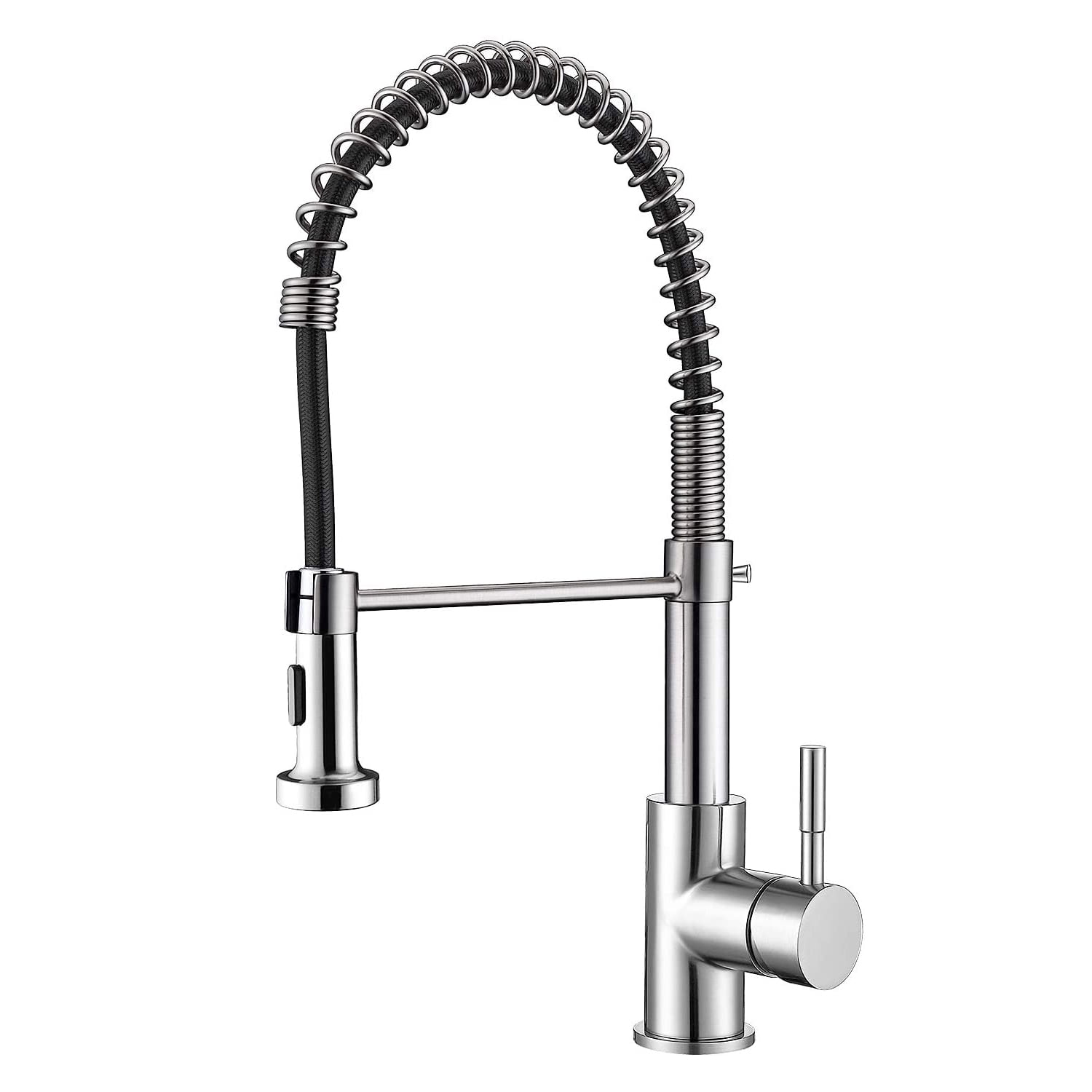 SkyGenius Single Handle Pull Down Kitchen Faucet Spring Sprayer Brushed Nickel Sink Faucet
