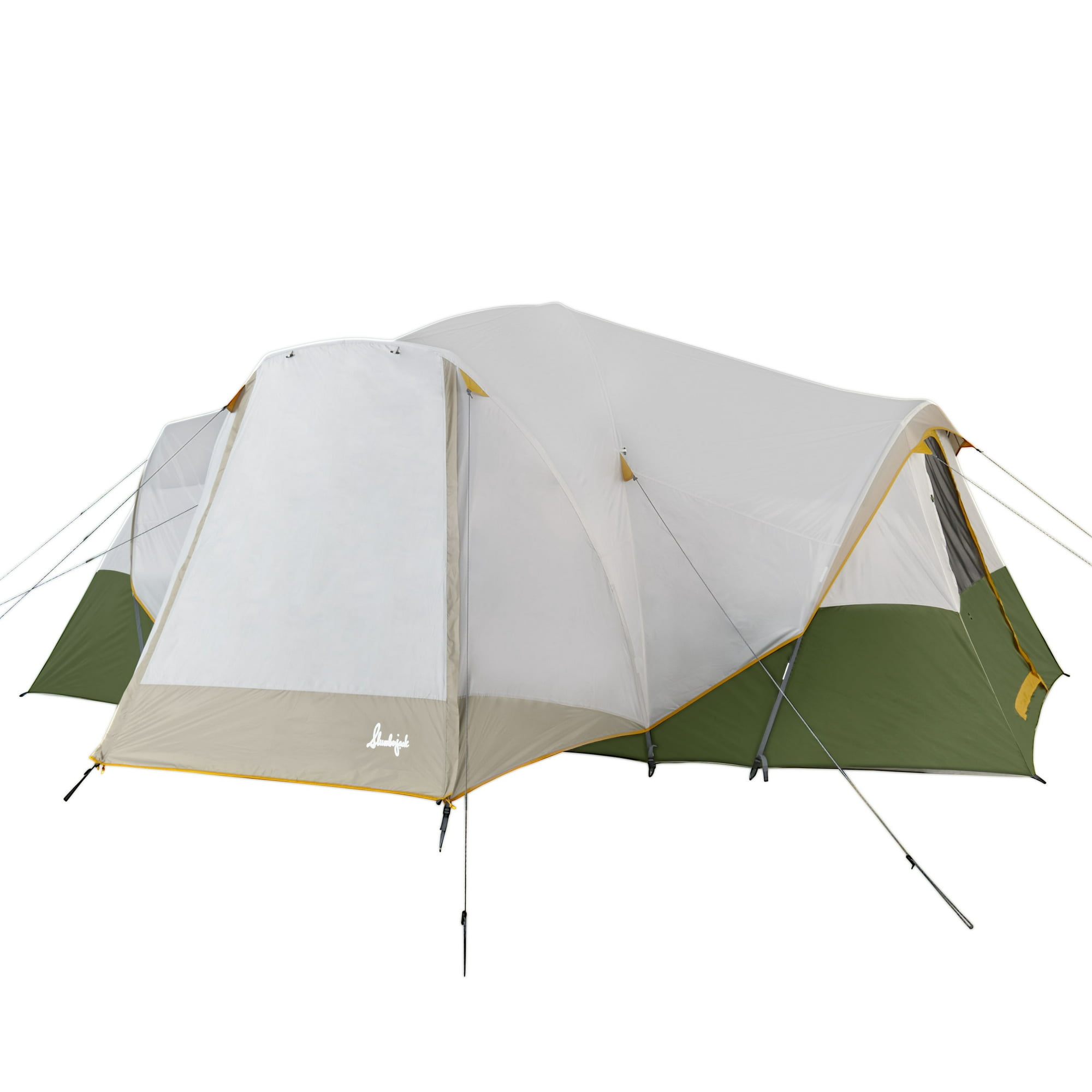 Slumberjack 958850321-WM Riverbend 10-Person 3-Room Hybrid Dome Tent, Off-White/Green