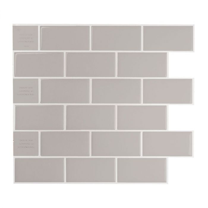 Smart Tiles Peel and Stick Backsplash, 10 Adhesive Tiles, Subway Grey, 10,95"x9,7"