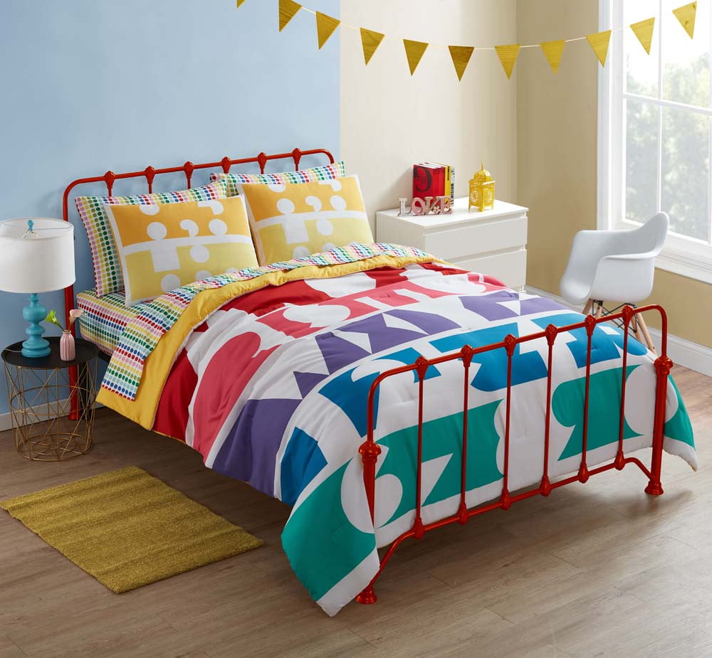 Smarts & Crafts Home Kids Rainbow Alphabet Microfiber Multicolor 2-Piece Comforter Set, Twin/Twin XL