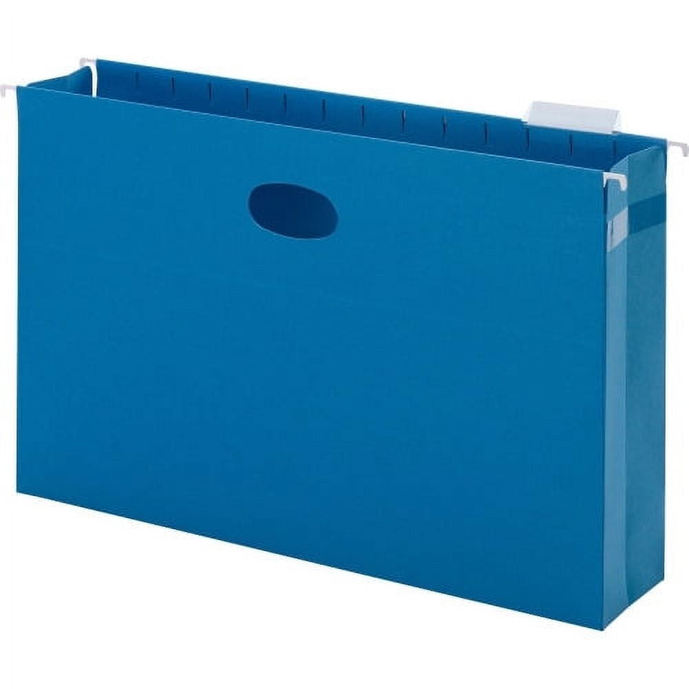 Smead® Hanging File Pocket With Tab, 3" Expansion, 1/5-Cut Adjustable Tab, Legal Size, Sky Blue, Box of 25