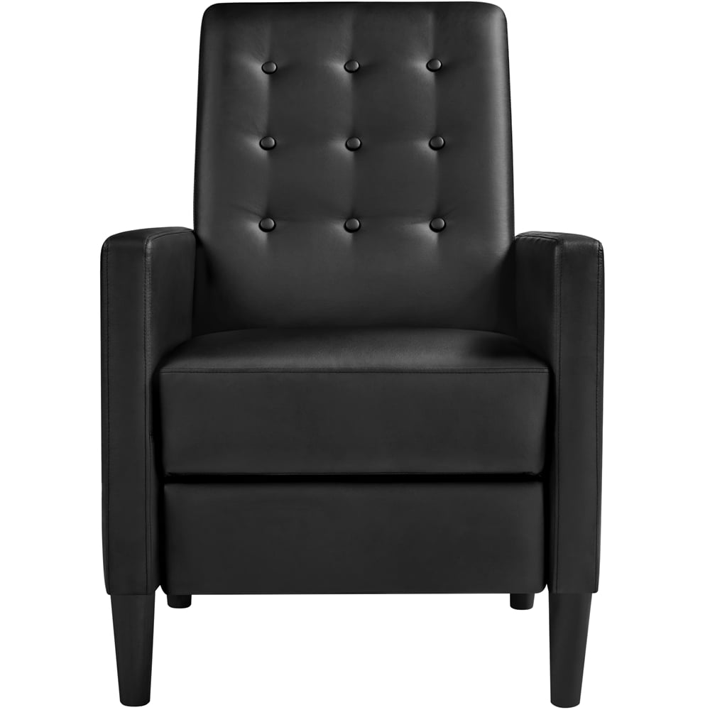 Alden Design Modern Tufted Faux Leather Recliner with Footrest for Living Room, Black