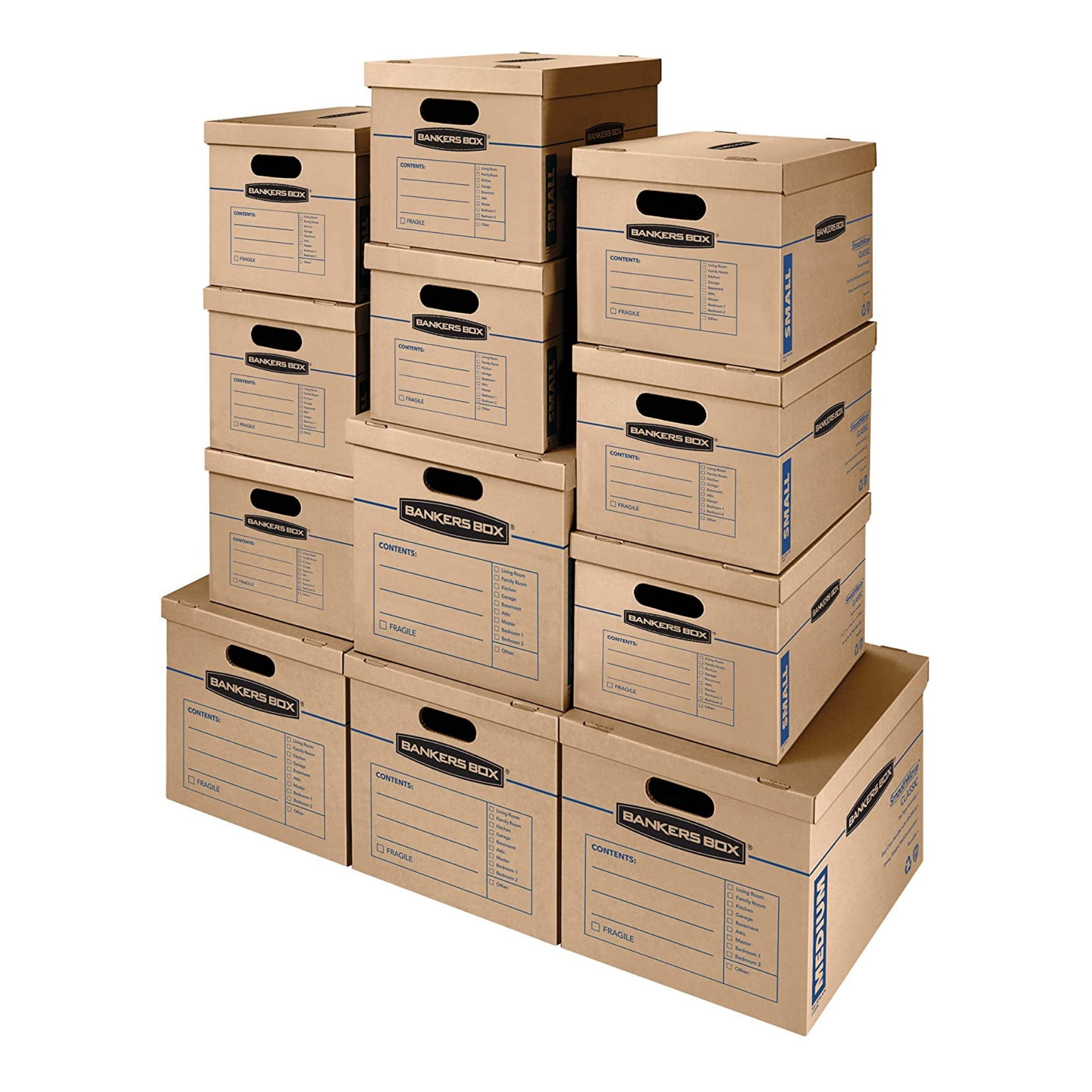 Bankers Box® SmoothMove™ Classic Moving & Storage Boxes, 16" x 18" x 18", Kraft/Blue, Carton Of 20