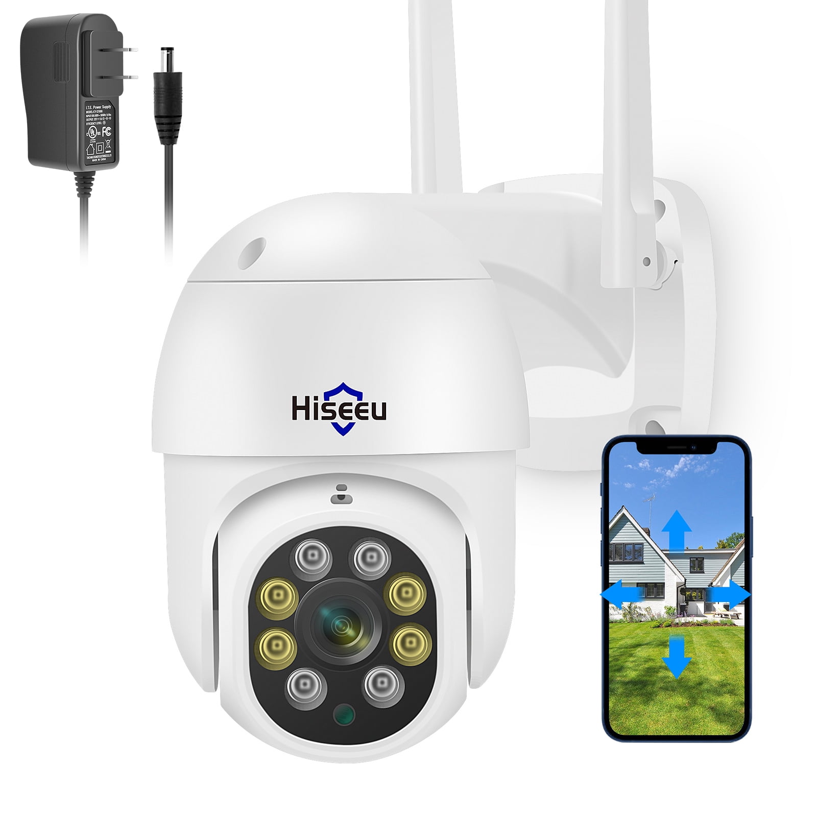 Sovmiku 5MP Pan Tilt Security Camera Wireless Wi-Fi with 2-Way Audio, Motion Tracking & Light Alarm, Color/IR Night Vision,IP66 Waterproof Outdoor Security Camera for Home (Support Only 2.4GHz Wi-Fi)