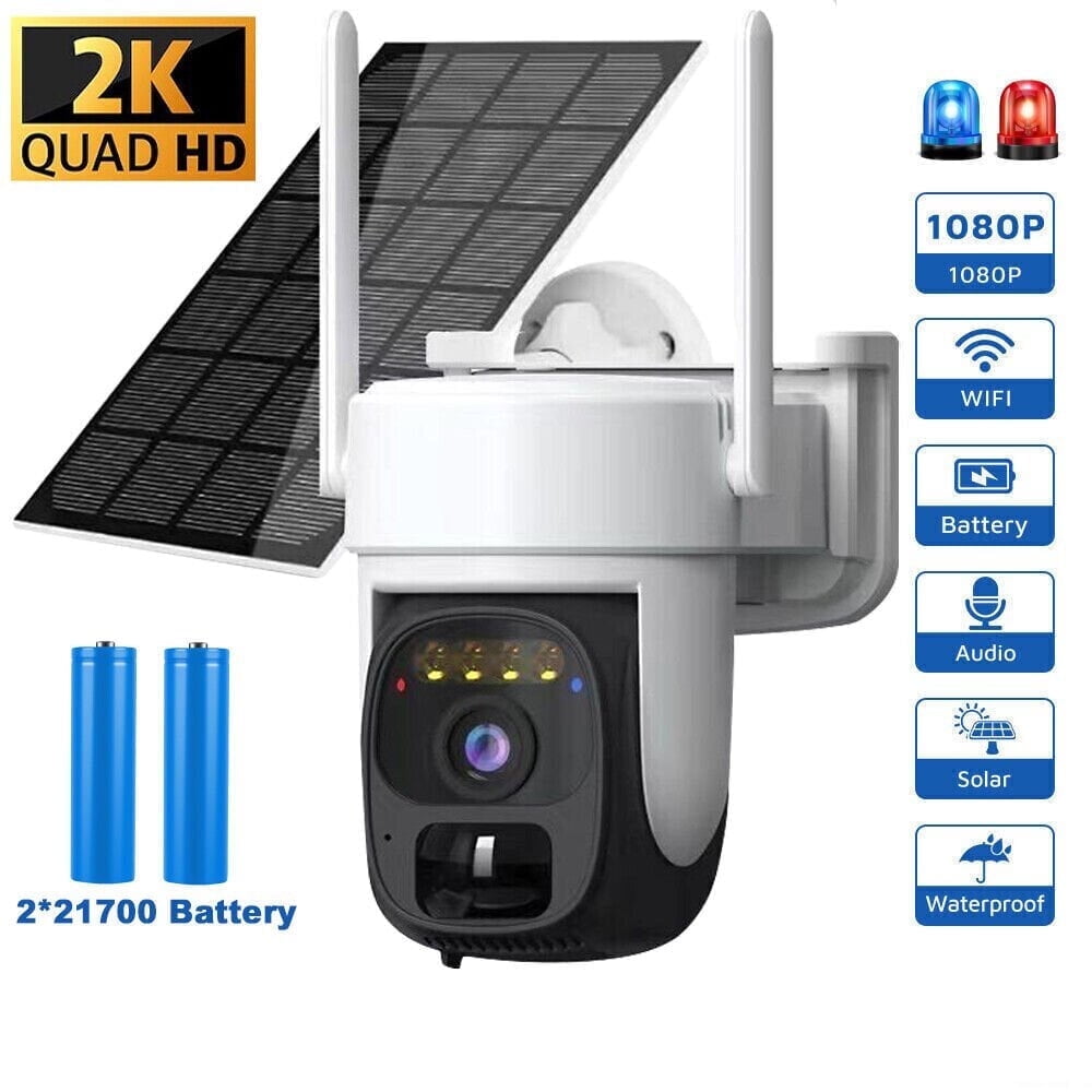 Solar Security Camera Outdoor,Kepeak 2K Outdoor Surveillance Camera with Battery,Smart Siren, 360° View, Color Night Vision, 2-Way Talk