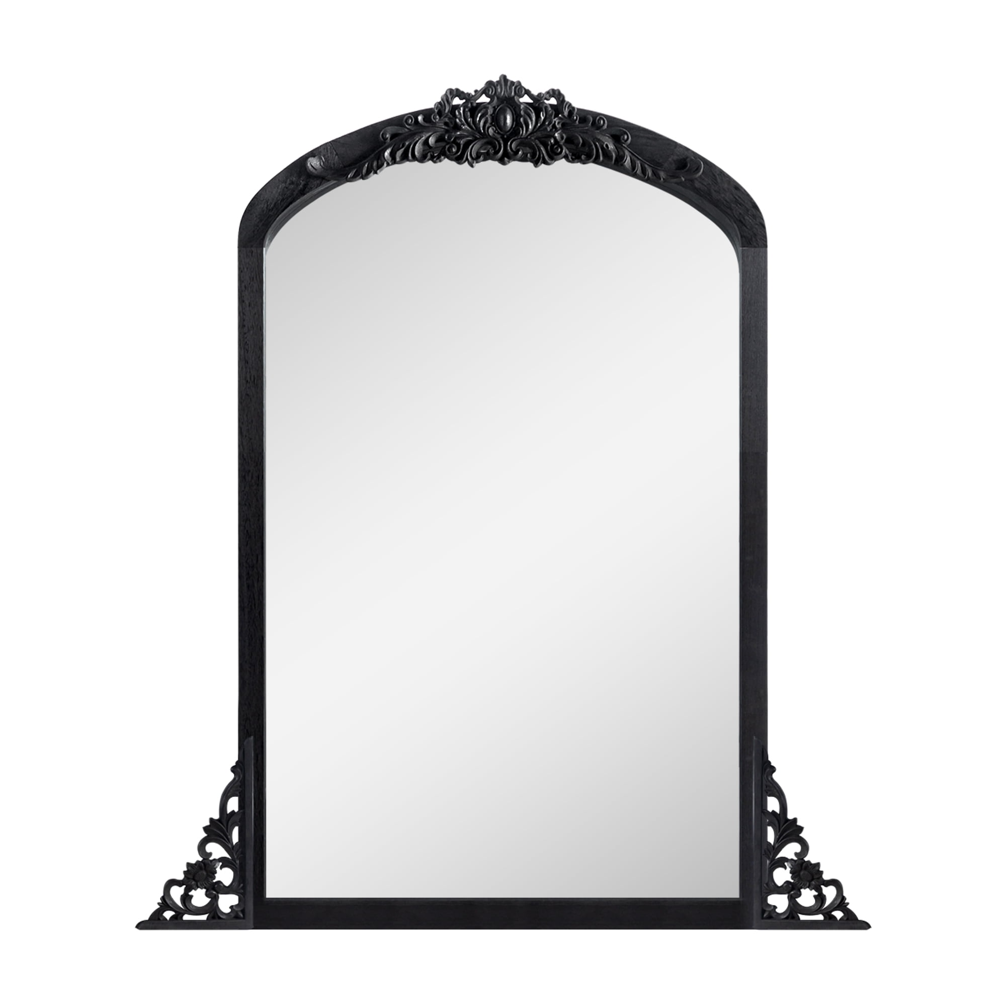 Solid Wood Wall Mirror Vintage Decorative Mirror for Living Room Bedroom 36"x24", Black