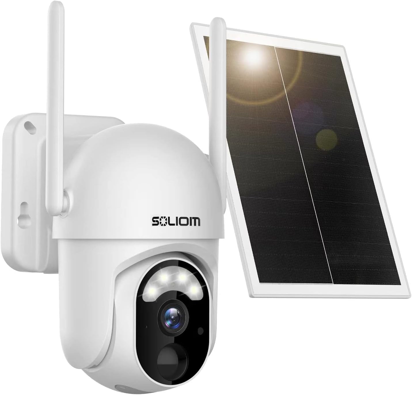 Soliom Solar Security Cameras Wireless Outdoor Battery Powered Mini Camera Pan Tilt 355°View with 1080p Night Vision,Spotlight PIR Motion Sensor, S40 Wifi
