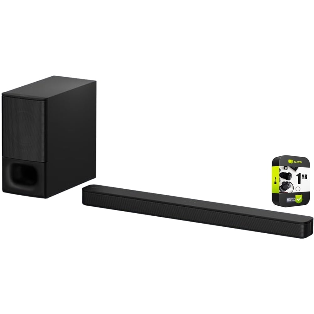 Sony HTS350 2.1ch Soundbar with Powerful Wireless Subwoofer Bundle with 1 Year Extended Protection Plan