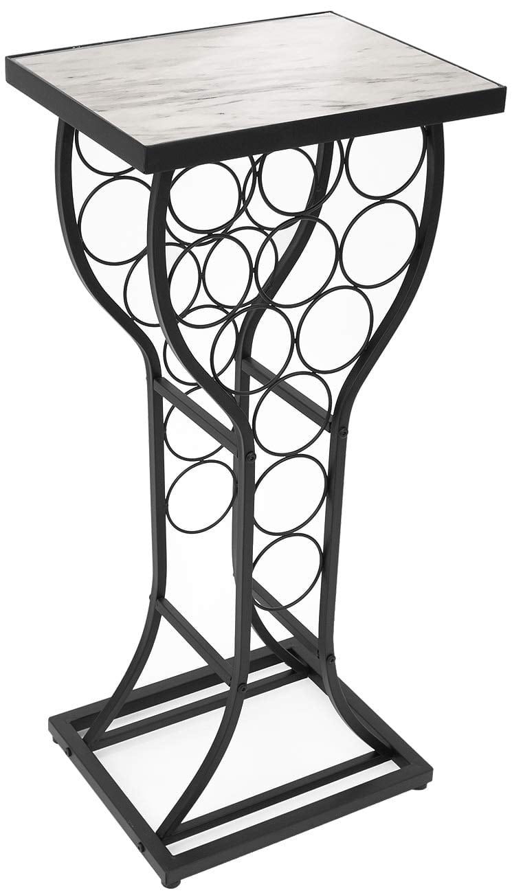 Sorbus Wine Rack Console: Freestanding, Holds 11 Bottles, Faux Marble Table