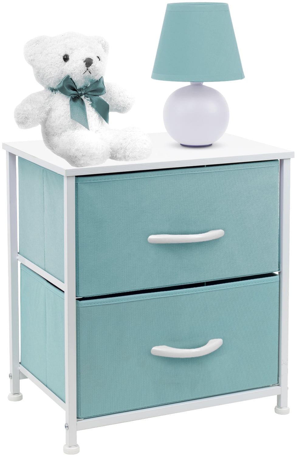Sorbus Aqua 2-Drawer Nightstand Chest Dresser, Aqua, 11.8"L x 15.75"W x 22.2"H