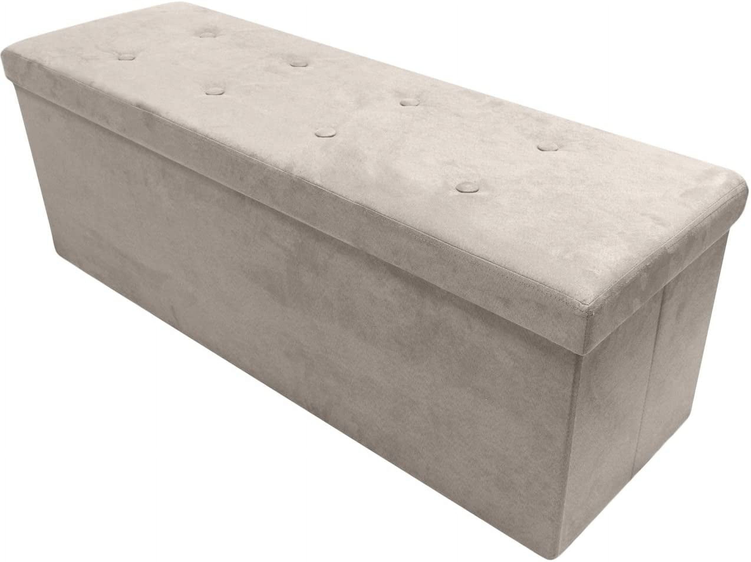 Sorbus Collapsible/Foldable Faux Suede Storage Bench Chest/Ottoman with Cover- Beige