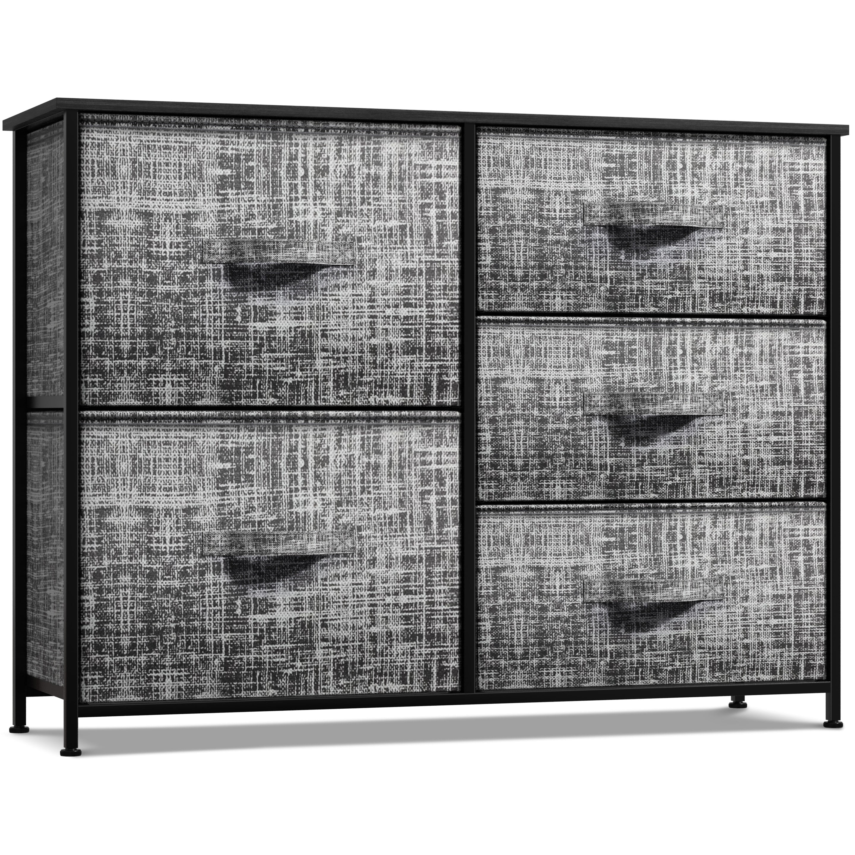 Sorbus Dresser w/ 5 Drawers - Furniture Storage Tower Unit for Home, Bedroom Gray Black