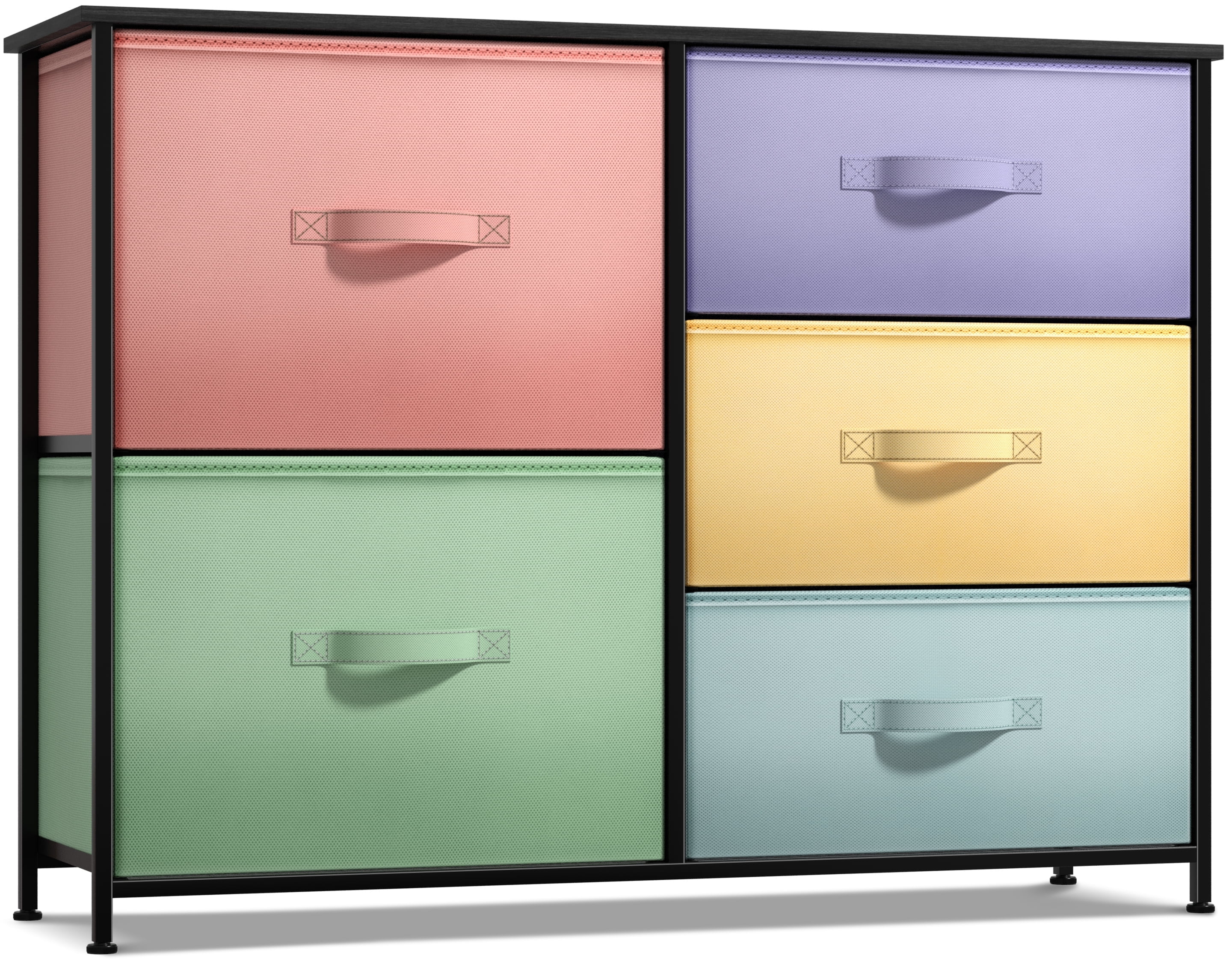 Sorbus Dresser with 5 Drawers -(Pastel/Black)