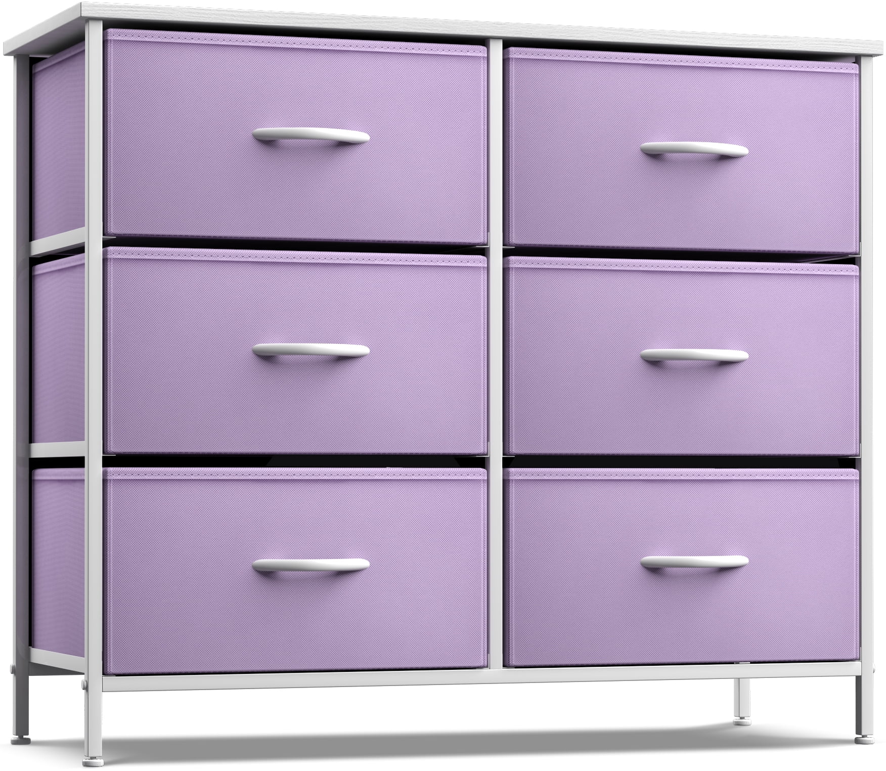 Sorbus 6 Fabric Bin Drawer Dresser - Cube Storage for Bedroom, Hallway, Office - (Pastel Purple)