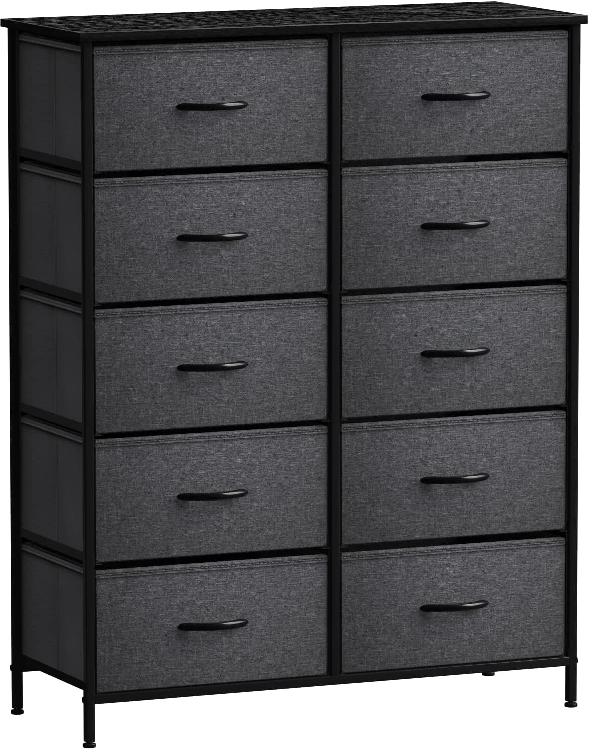 Sorbus Dresser with 10 Drawers - Storage Unit Organizer Chest for Clothes - Bedroom, Hallway, Living Room, Closet, & Dorm Furniture - Steel Frame, Wood Top, and Easy Pull Polyester Fabric Bins