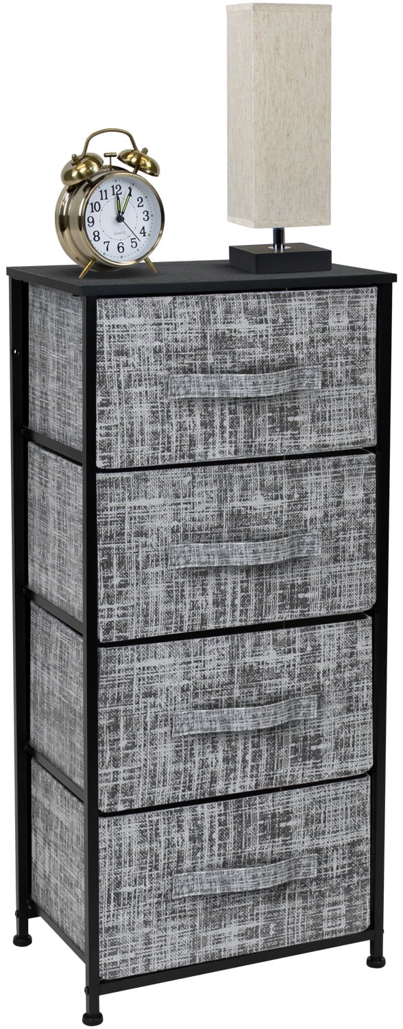 Sorbus Dresser with 4 Drawers - Tall Storage Tower Unit Organizer for Bedroom, Hallway, Closet, College Dorm - Chest Drawer for Clothes, Steel Frame, Wood Top, Easy Pull Fabric Bins