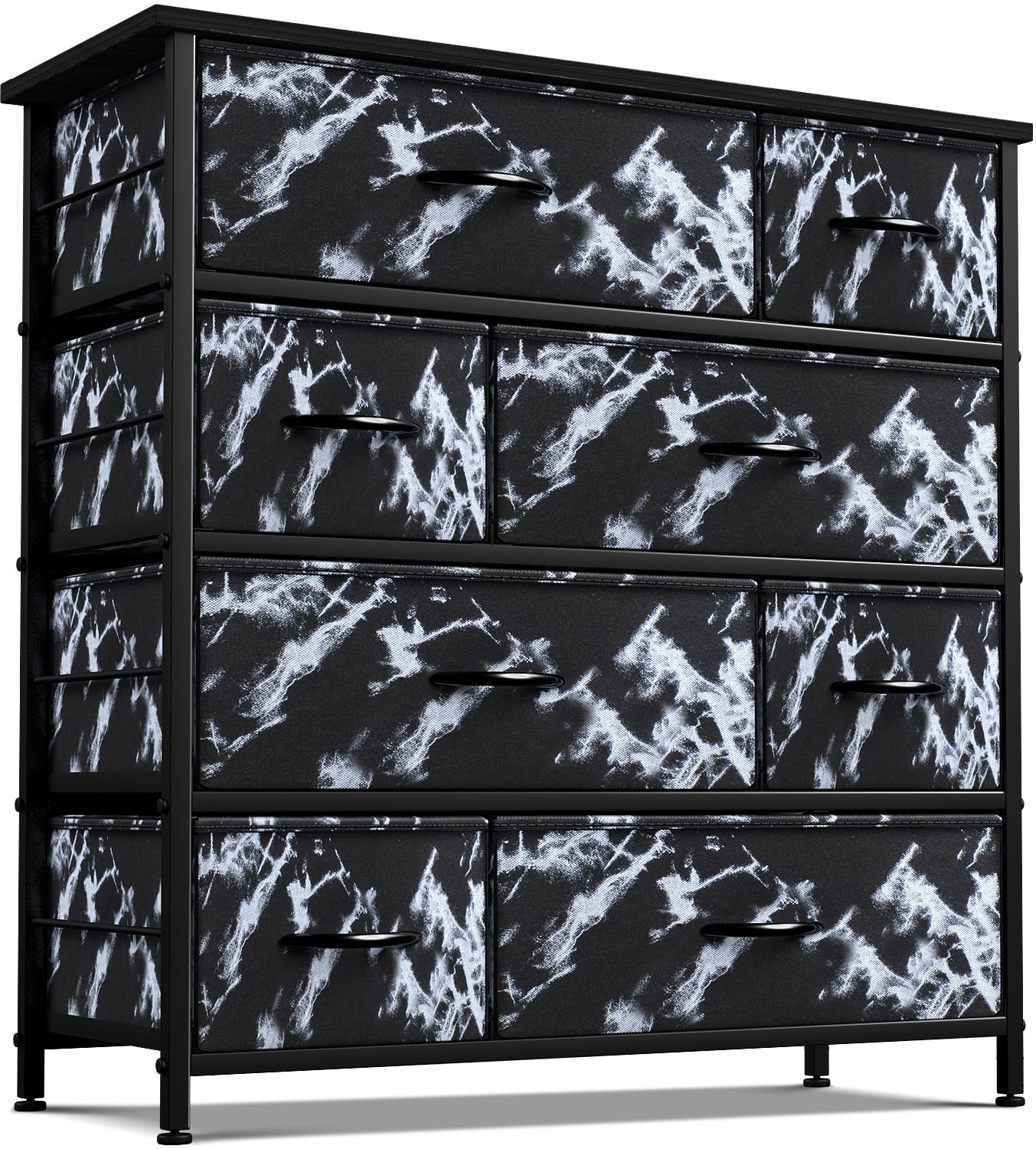 Sorbus Dresser with 8 Drawers - Furniture Storage Chest Tower Unit for Bedroom, Hallway, Closet, Office Organization - Steel Frame, Wood Top, Easy Pull Fabric Bins (Marble, Black)
