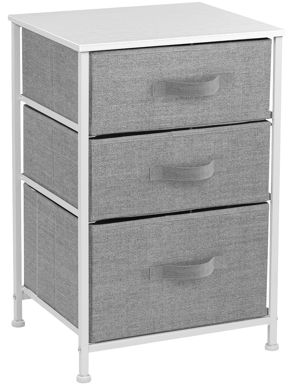 Sorbus Nightstand with 3 Drawers, White/Gray