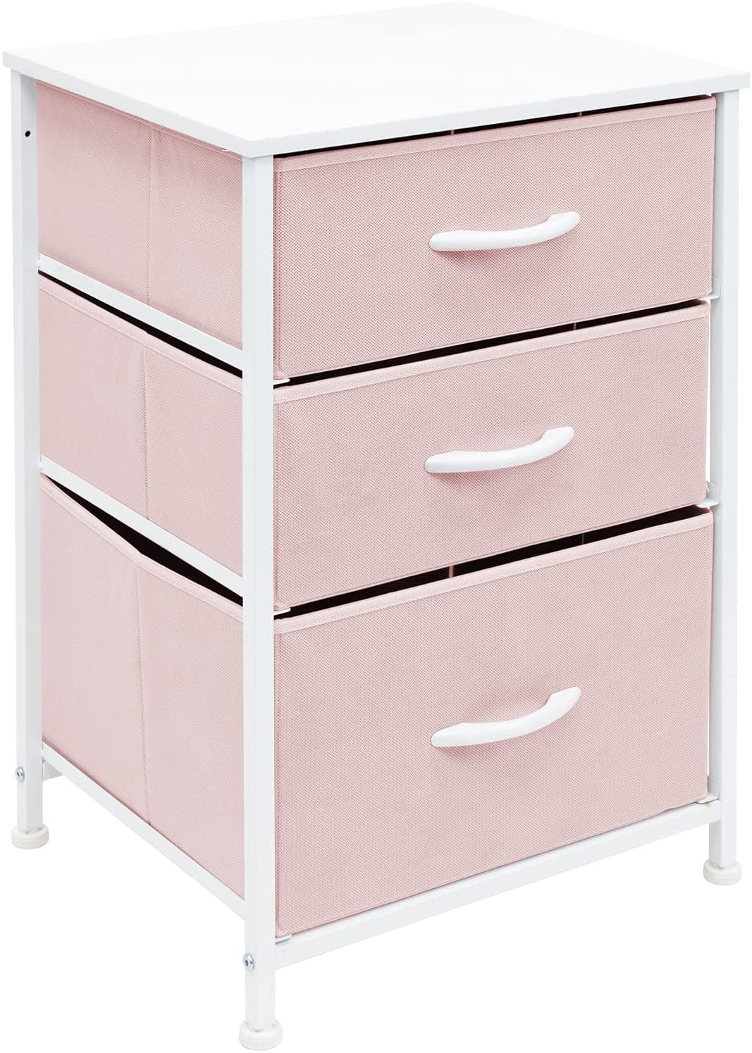 Sorbus Nightstand 3-Drawer Shelf Storage - Bedside Furniture End Table Chest Pink