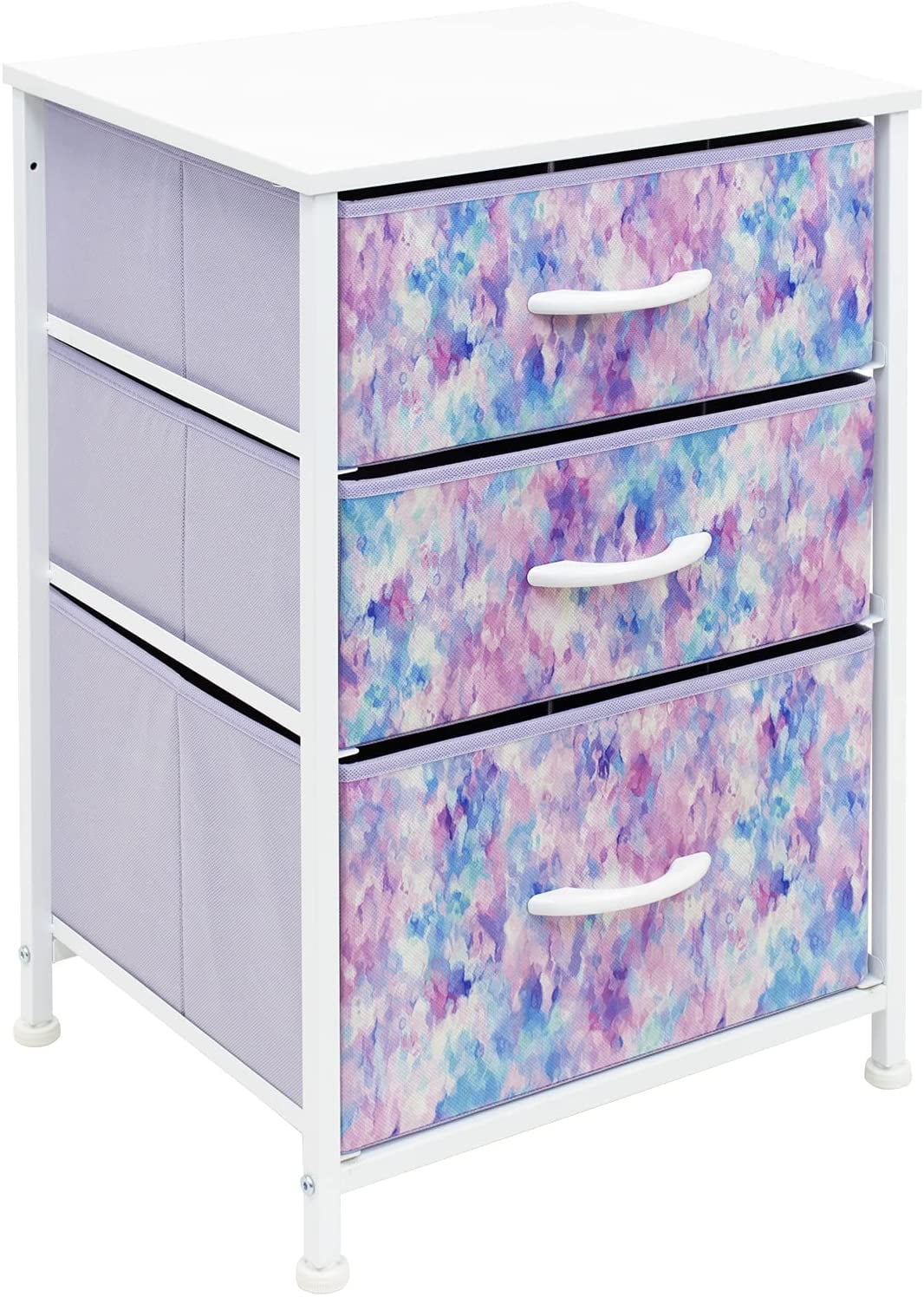 Sorbus: Storage Organizer with 3 Drawers, Steel Frame, Wood Top, Tie-Dye