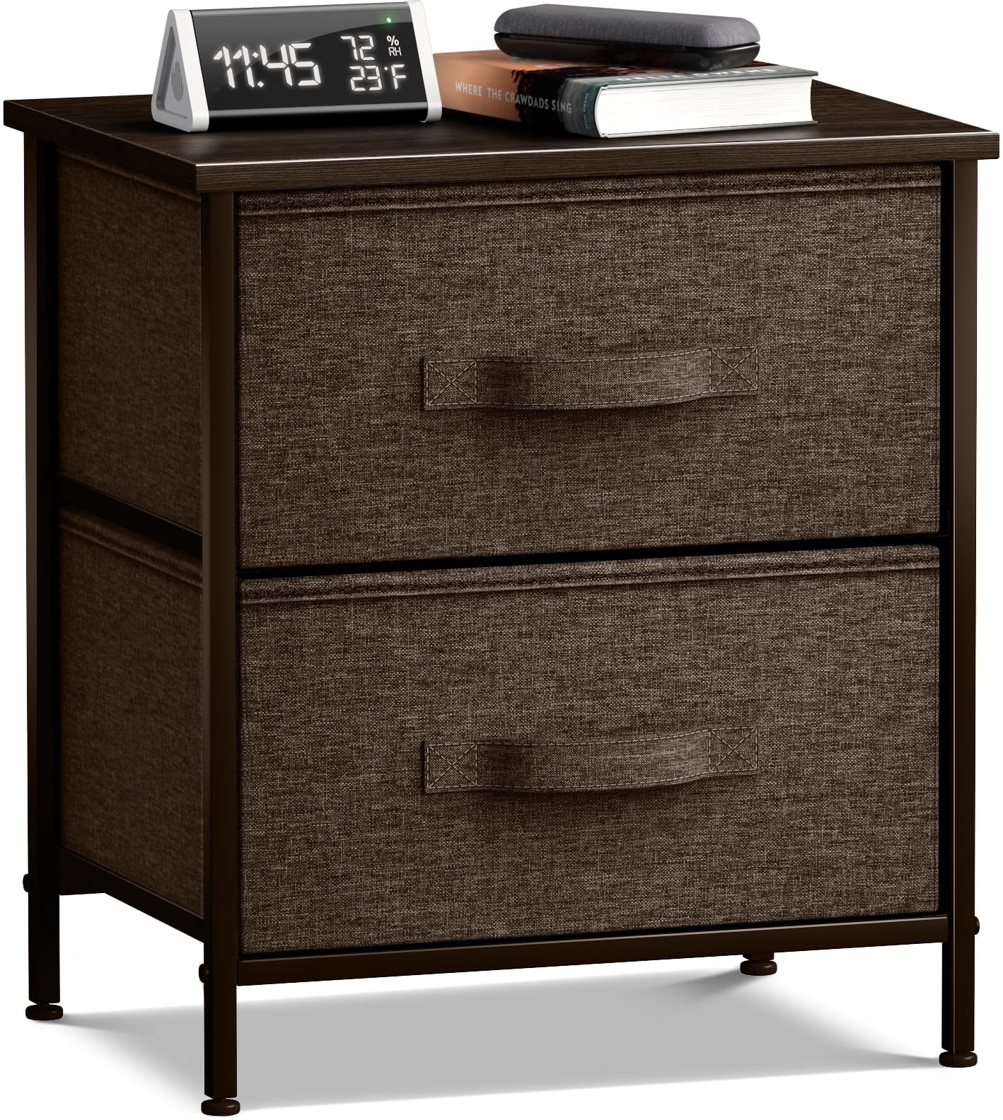 Sorbus 2 Drawer Nightstand, Brown, Portable, Lightweight, Easy Assembly, Dresser