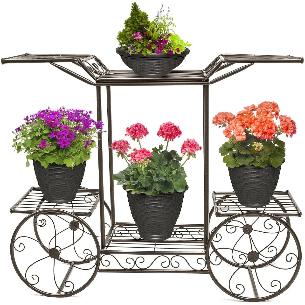 Sorbus ® 6-Tier Garden Cart & Plant Holder - Parisian Style for Home, Patio, Garden (Bronze)