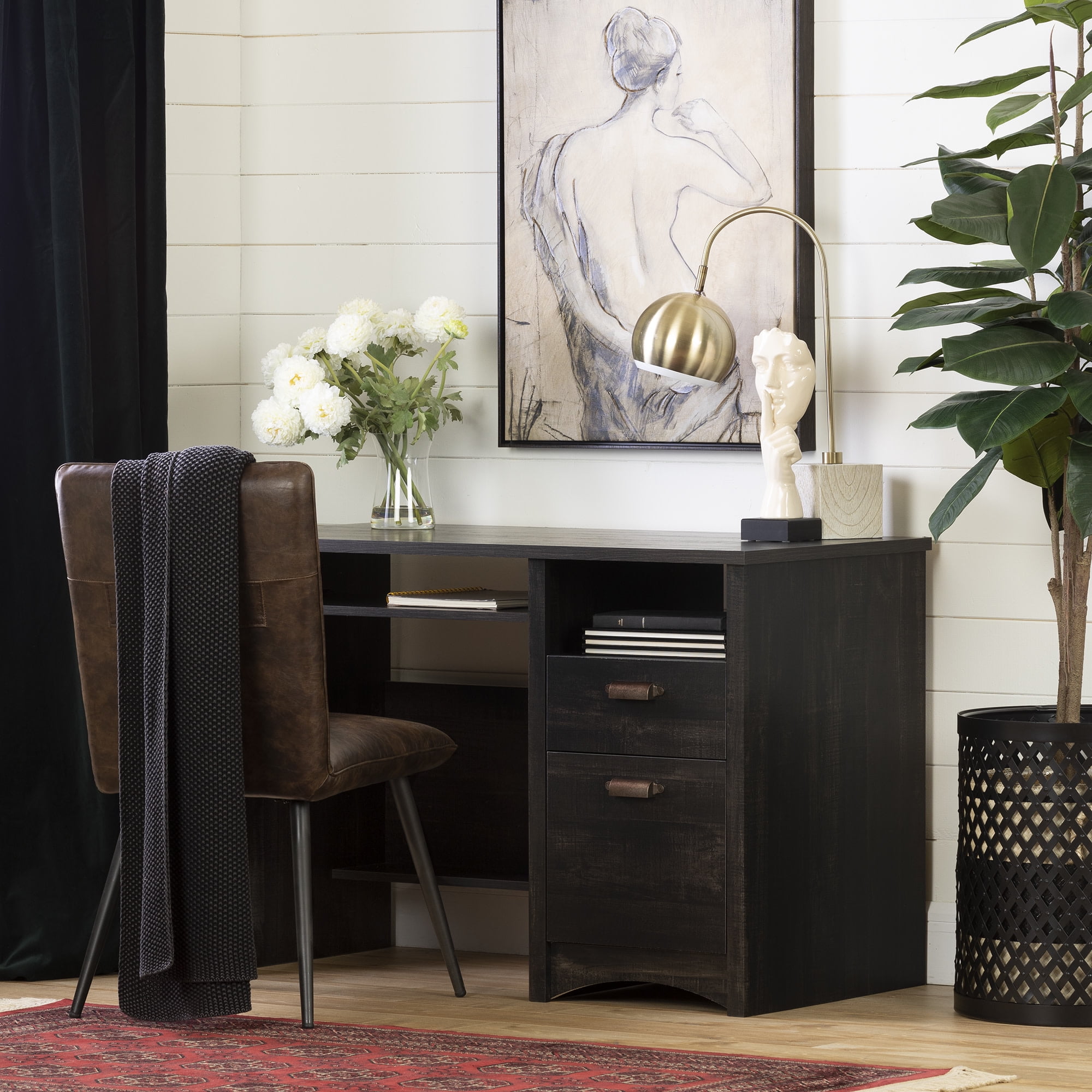 South Shore Gascony, Traditional Desk, Medium Desk Black
