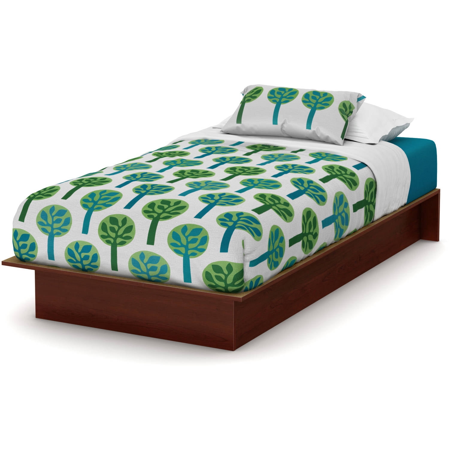 South Shore Smart Basics Platform Bed, Twin, Royal Cherry