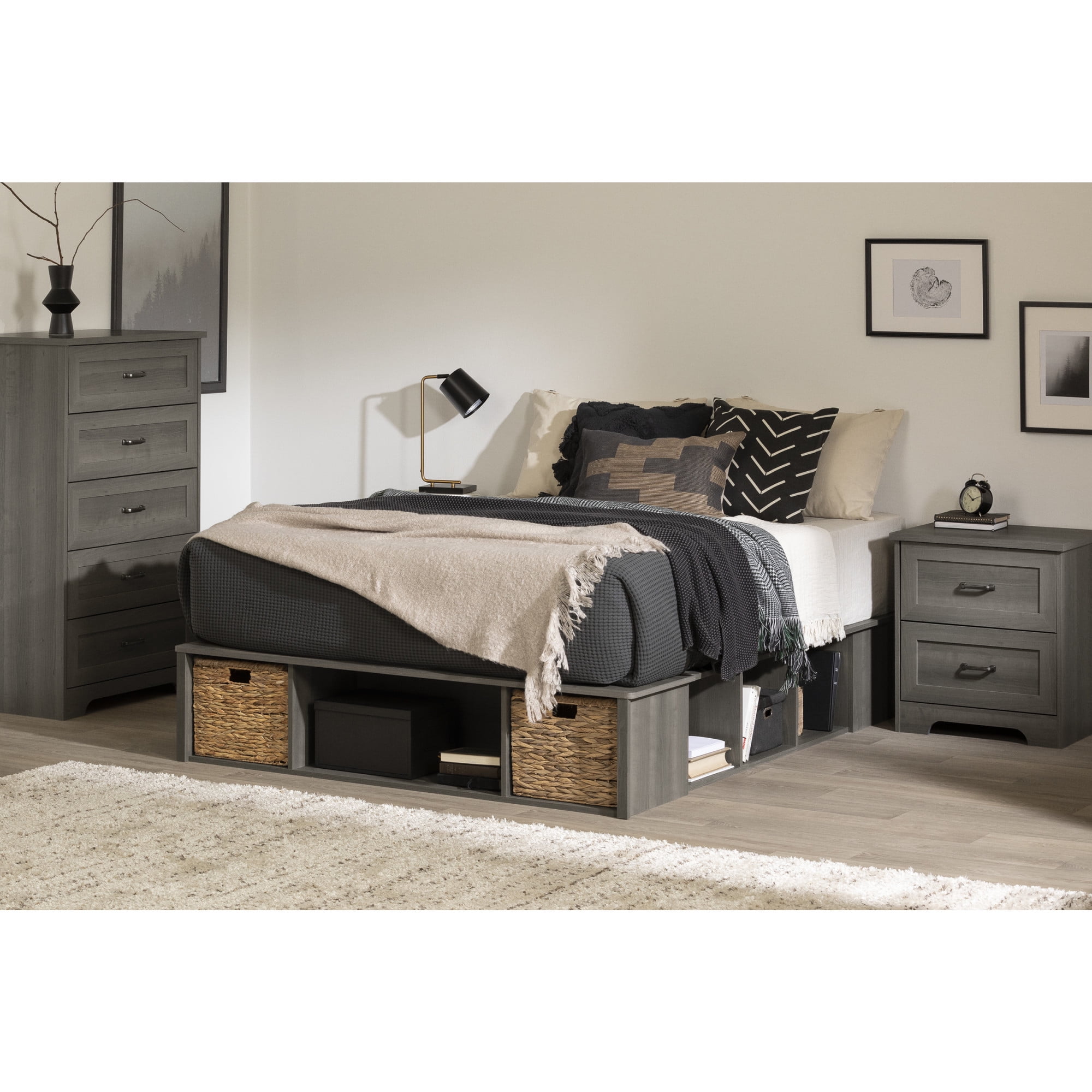 South Shore Versa, Farmhouse Bed, Full Gray