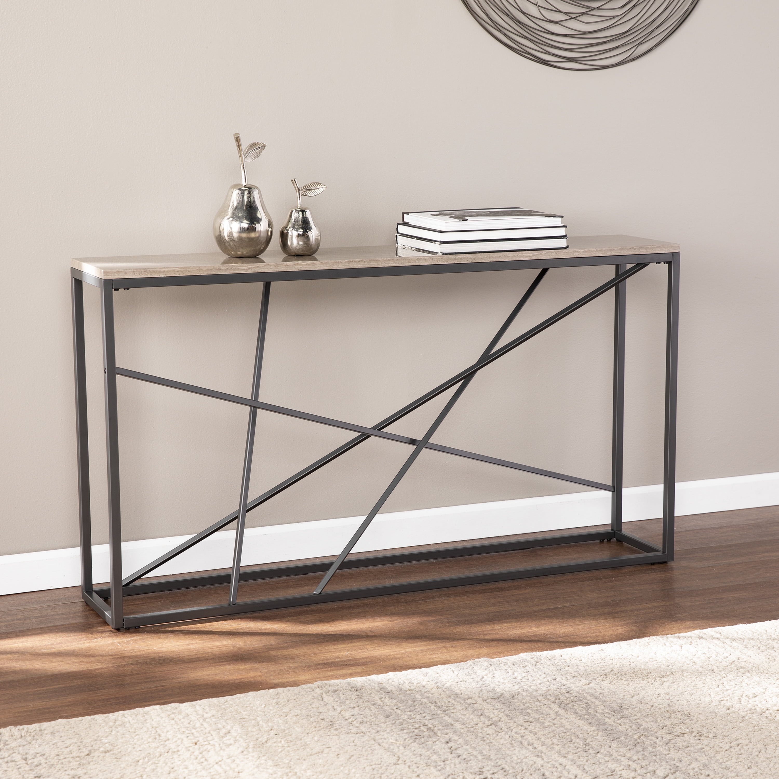 Southern Enterprises Ariyian Wood and Metal Console Table, Gray