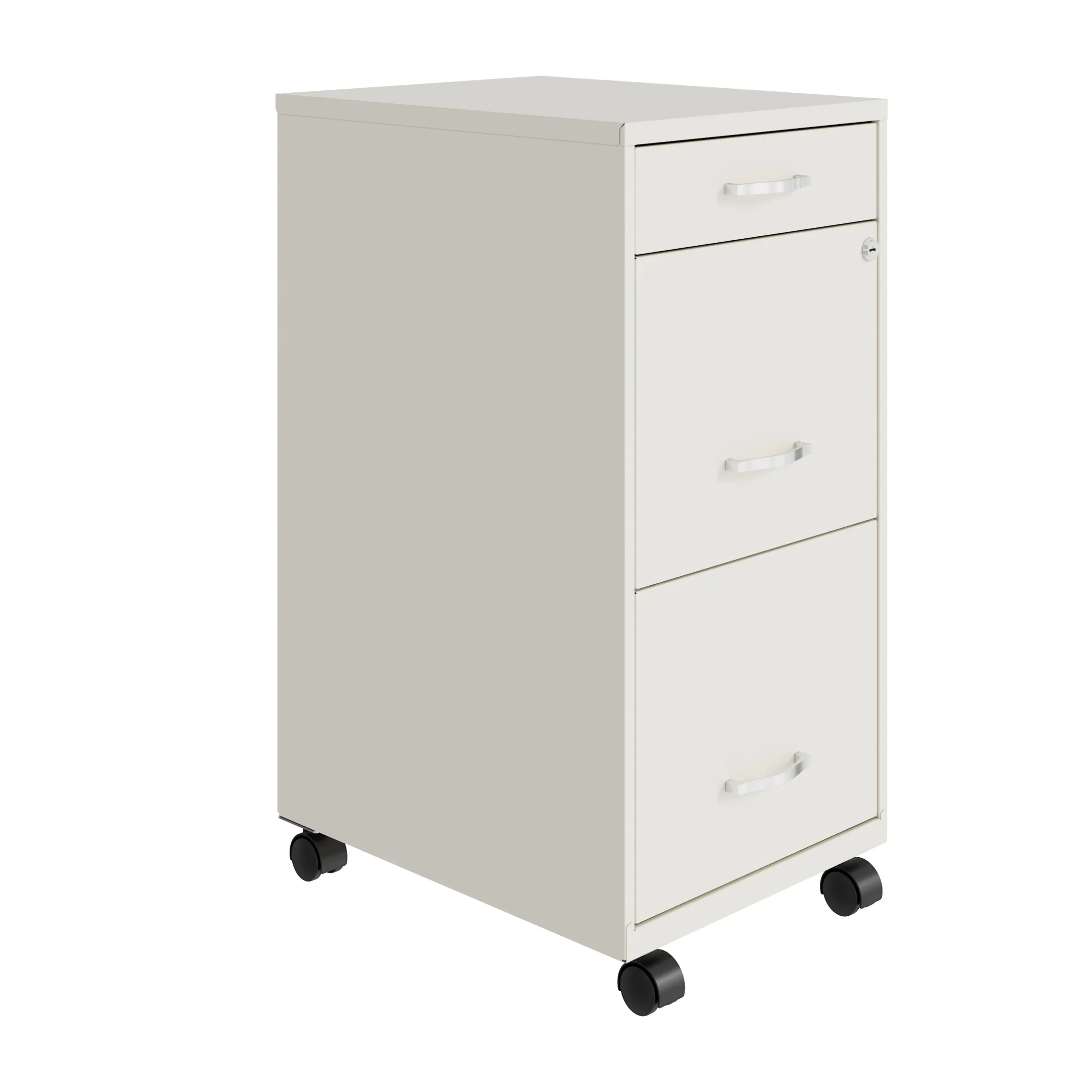 Space Solutions 18" Deep 3 Drawer Mobile Letter Width Vertical File Cabinet, White
